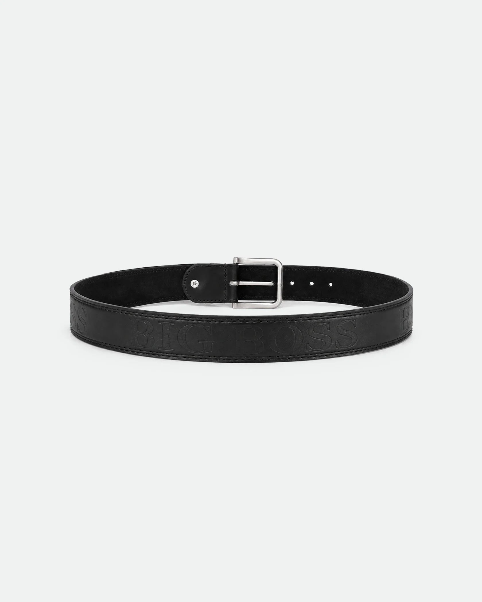 Black Leather Big Boss Branded Belt 38mm - Back
