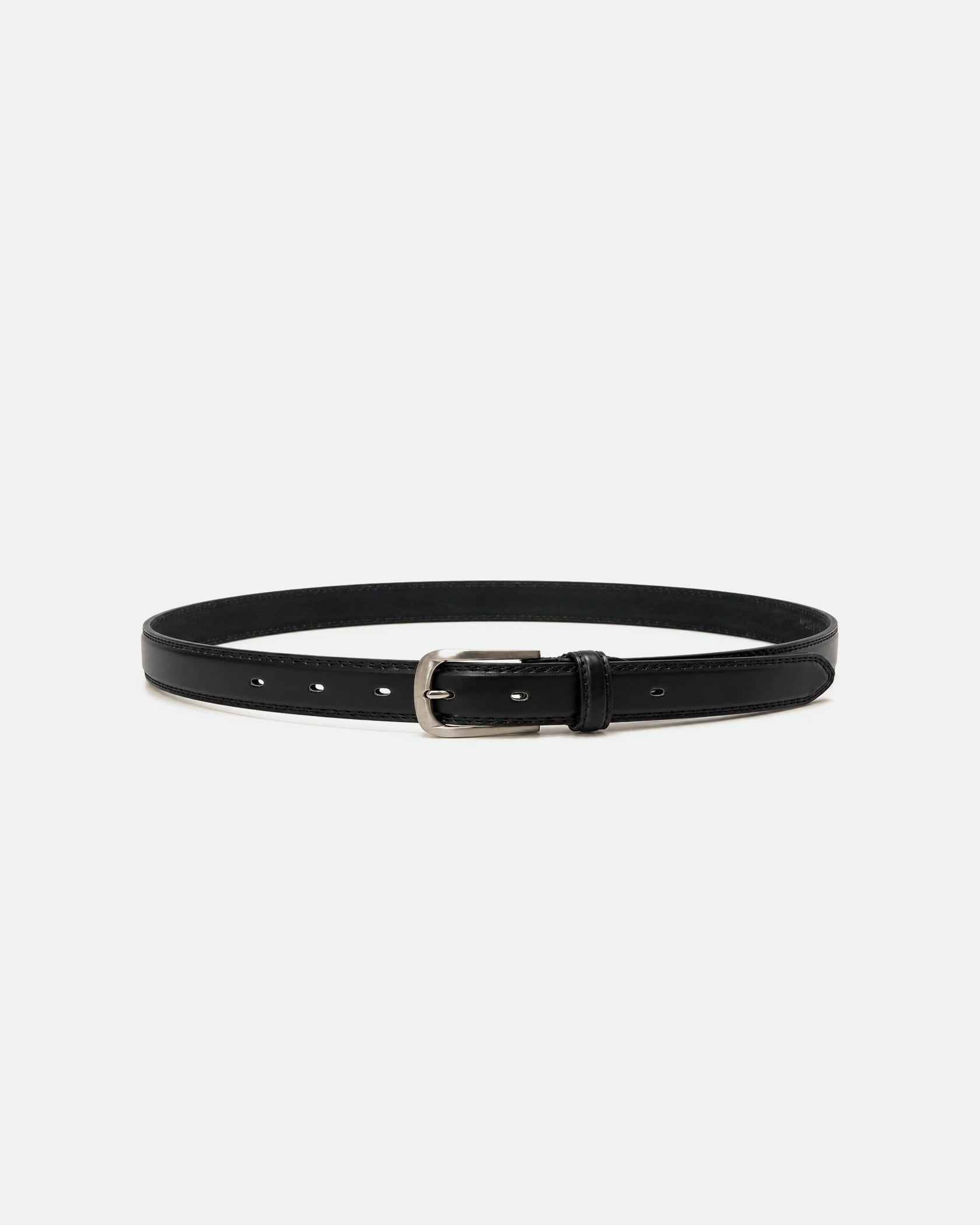 Kids Black Smooth Leather Belt with Silver Pin Buckle 29mm