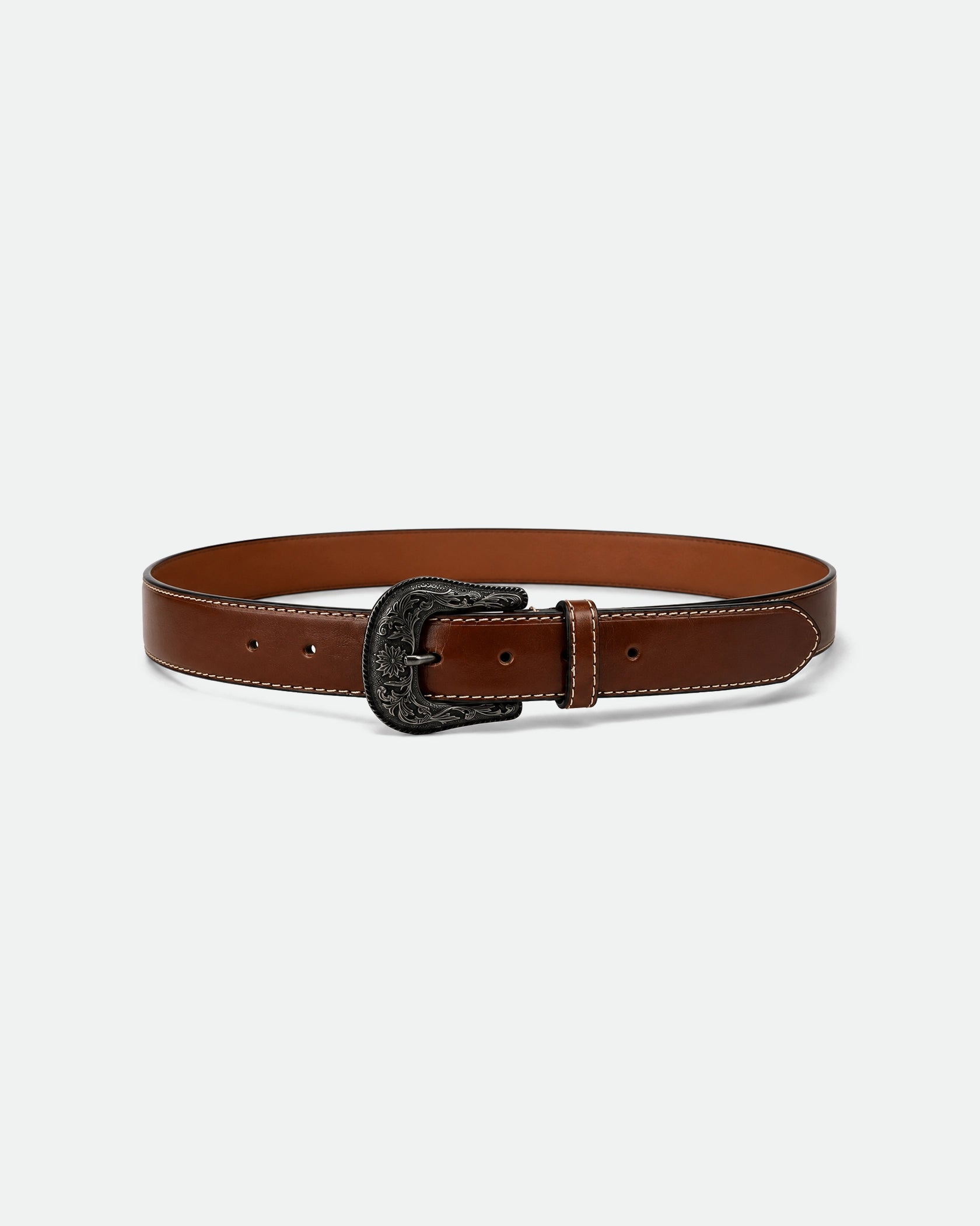 Black Casual Leather Belt with Antique Silver Pin Buckle 38mm