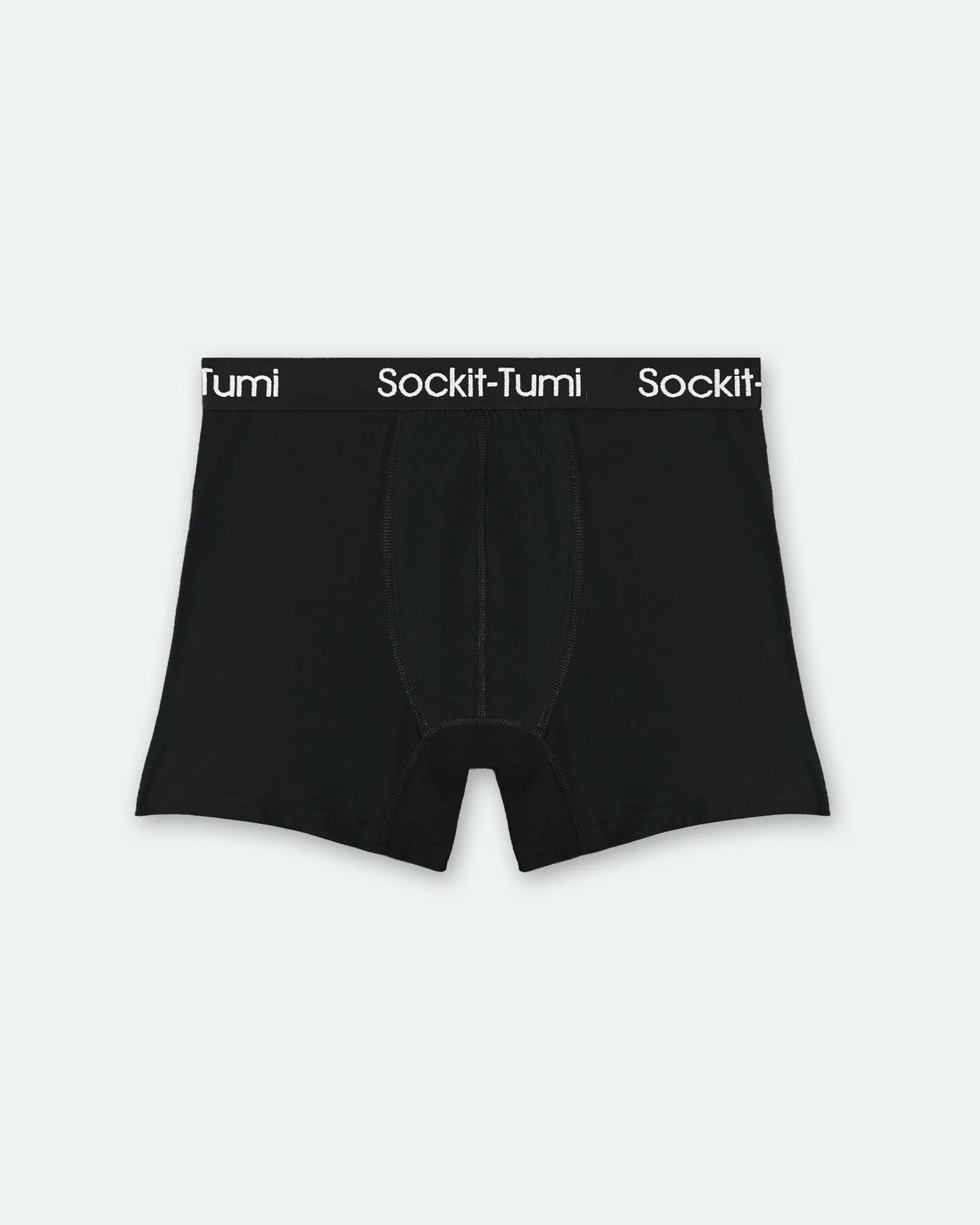 Mens Classic Longer Leg Cotton Trunks Black - Front