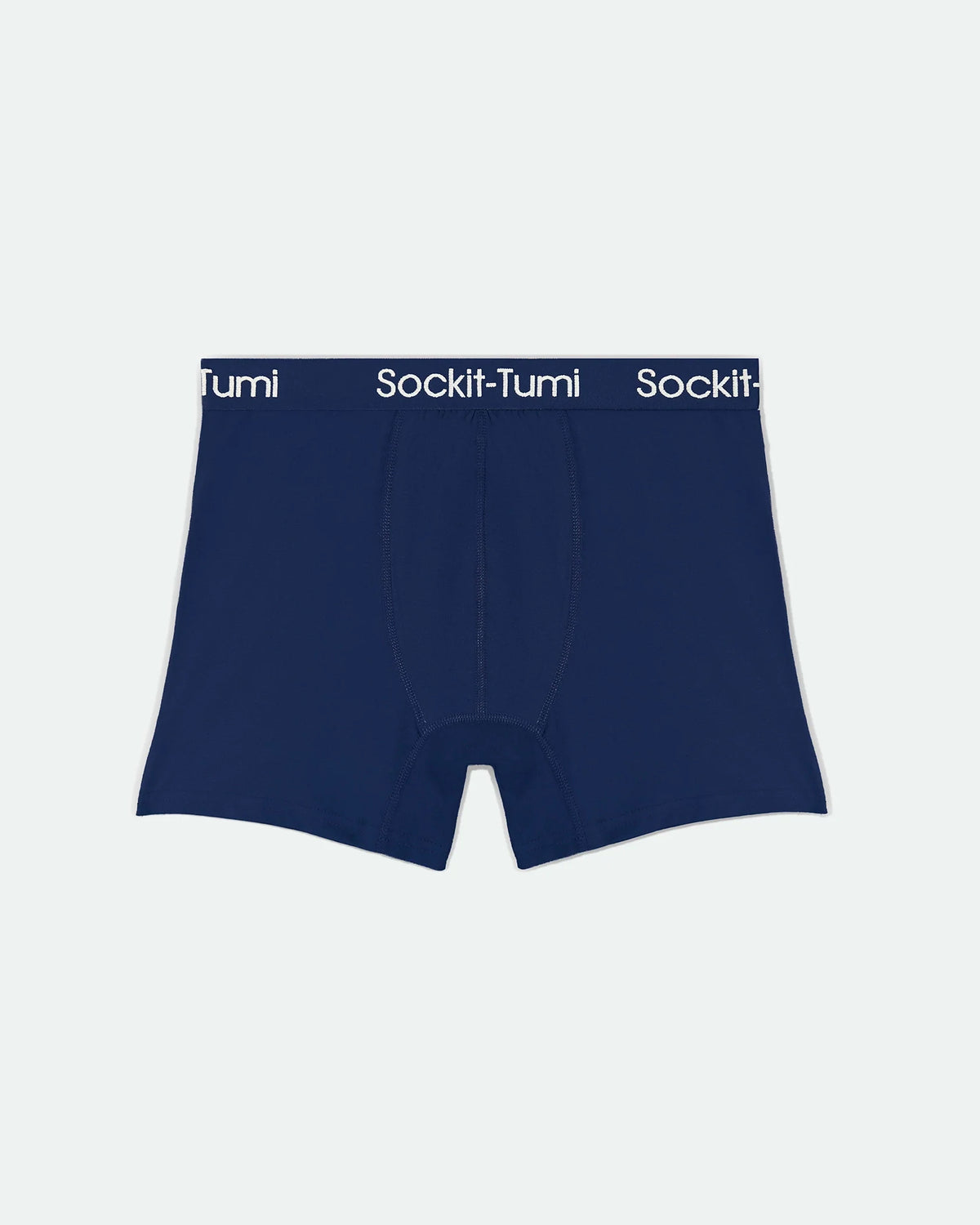 Mens Classic Longer Leg Cotton Trunks Navy Blue - Front