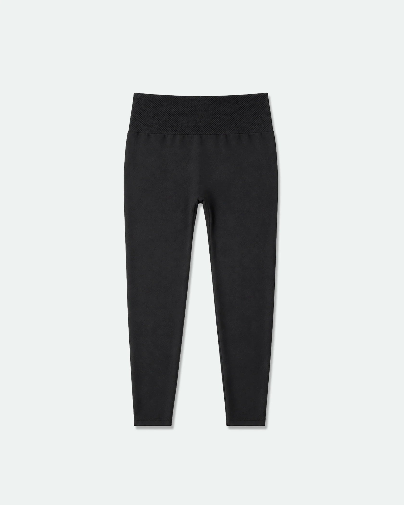 Womens Stretch Knit Leggings Plain Black High Waistband S-M - Front