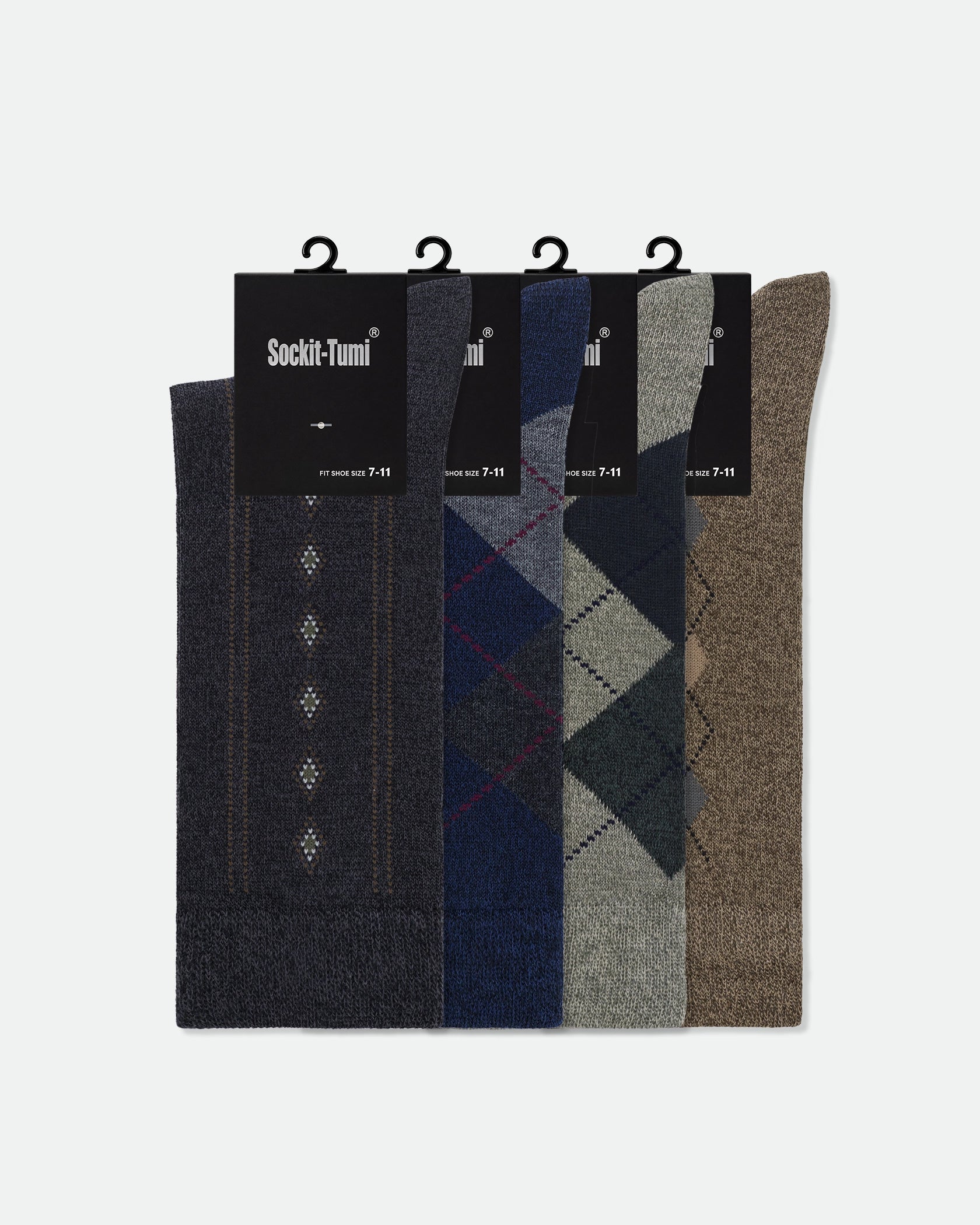 Men's Patterned Business Dress Socks Mix Argyle and Diamond