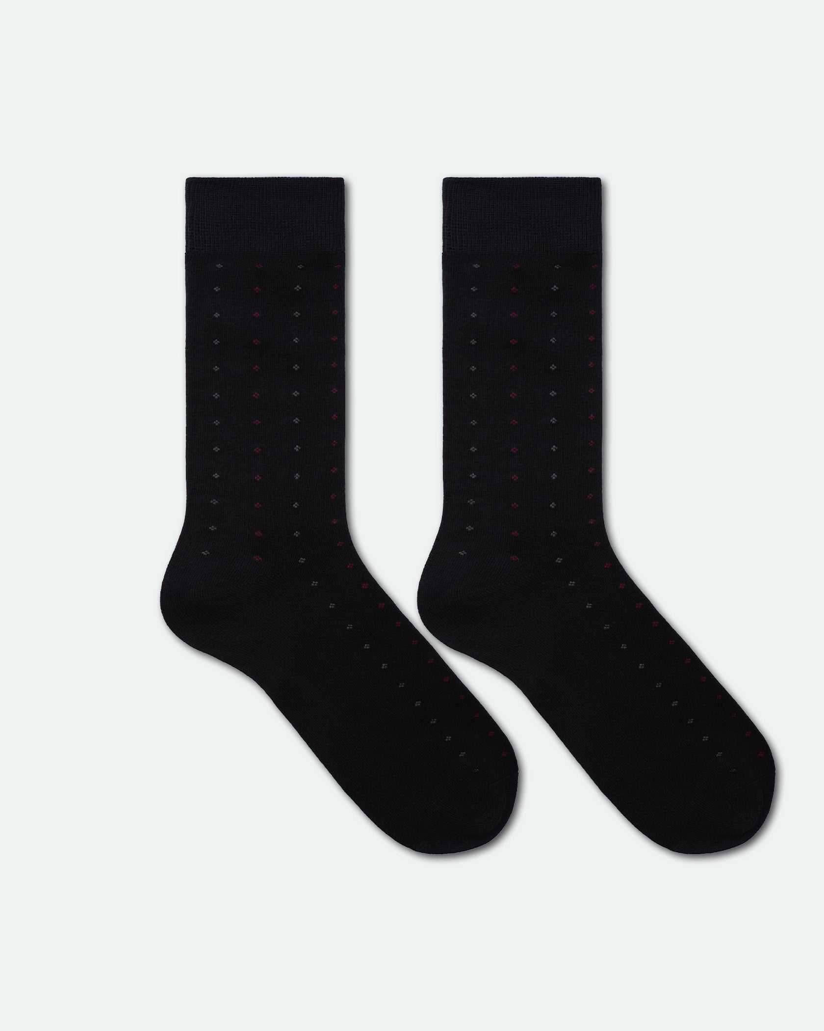 Men's Cotton Patterned Business Dress Socks Mini Red Diamond Black King Size