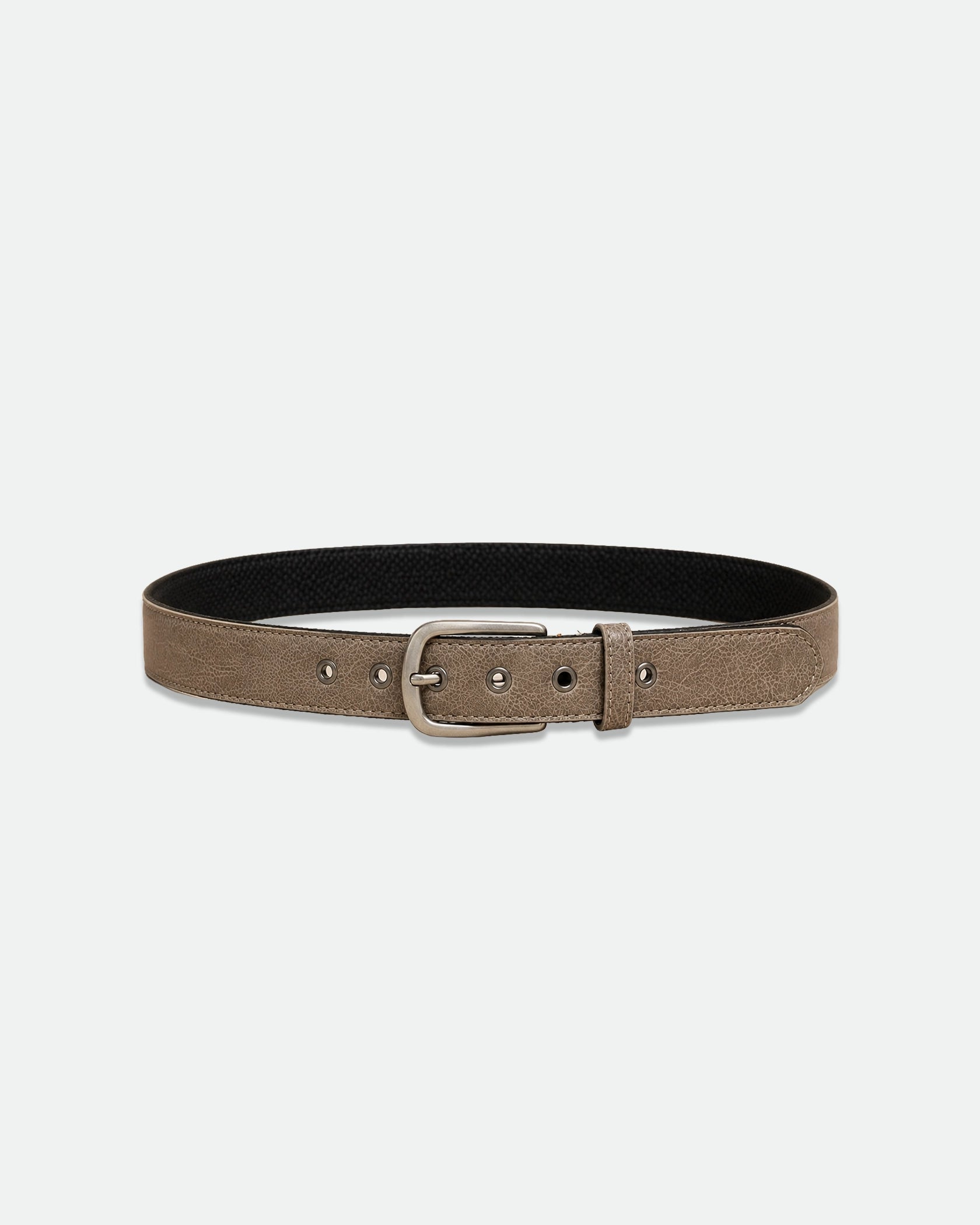 Distressed Taupe Leather Belt with Black Canvas Reverse 38mm