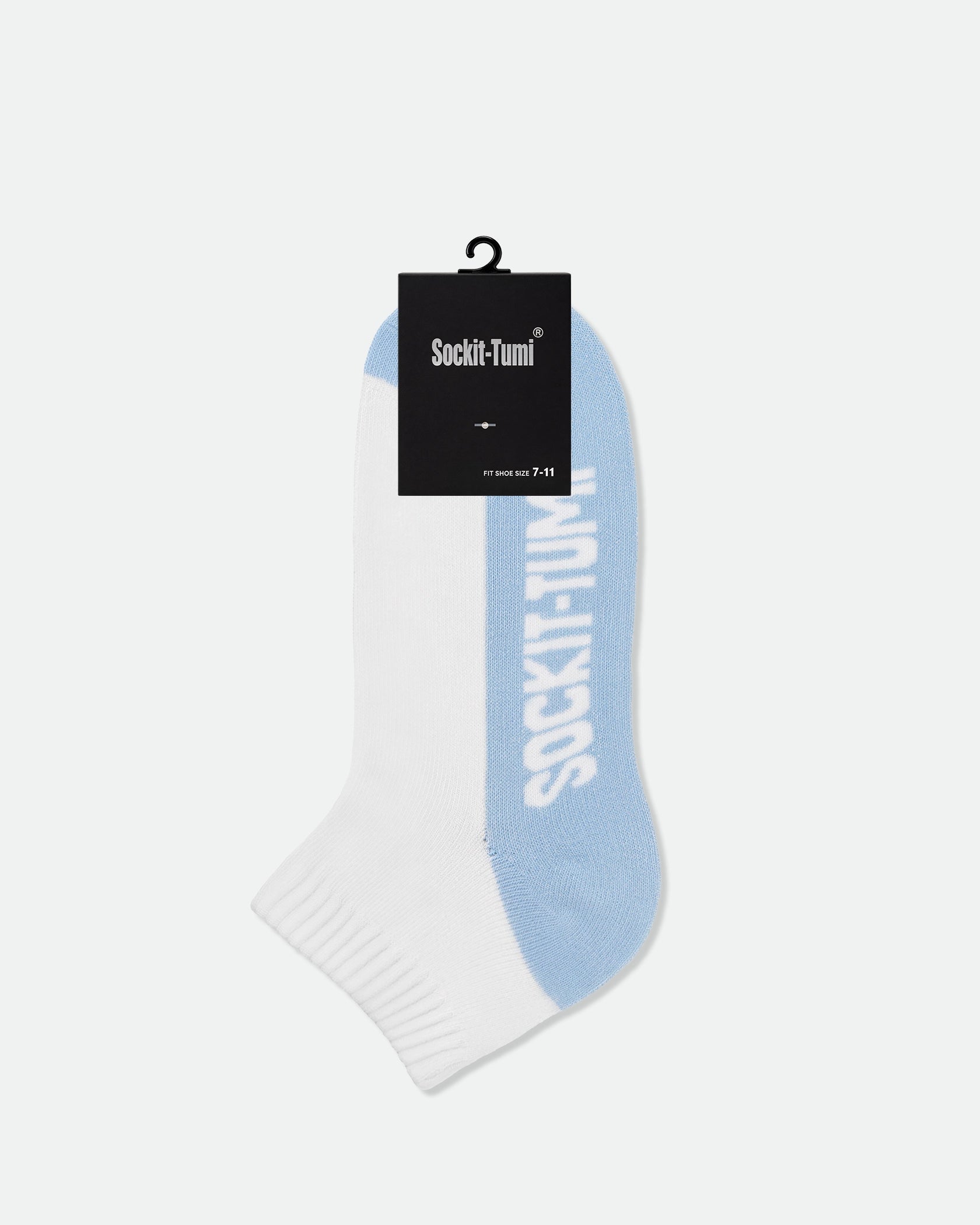 Men's Cotton Half Cushion Two Tone Ankle Sport Socks Light Blue
