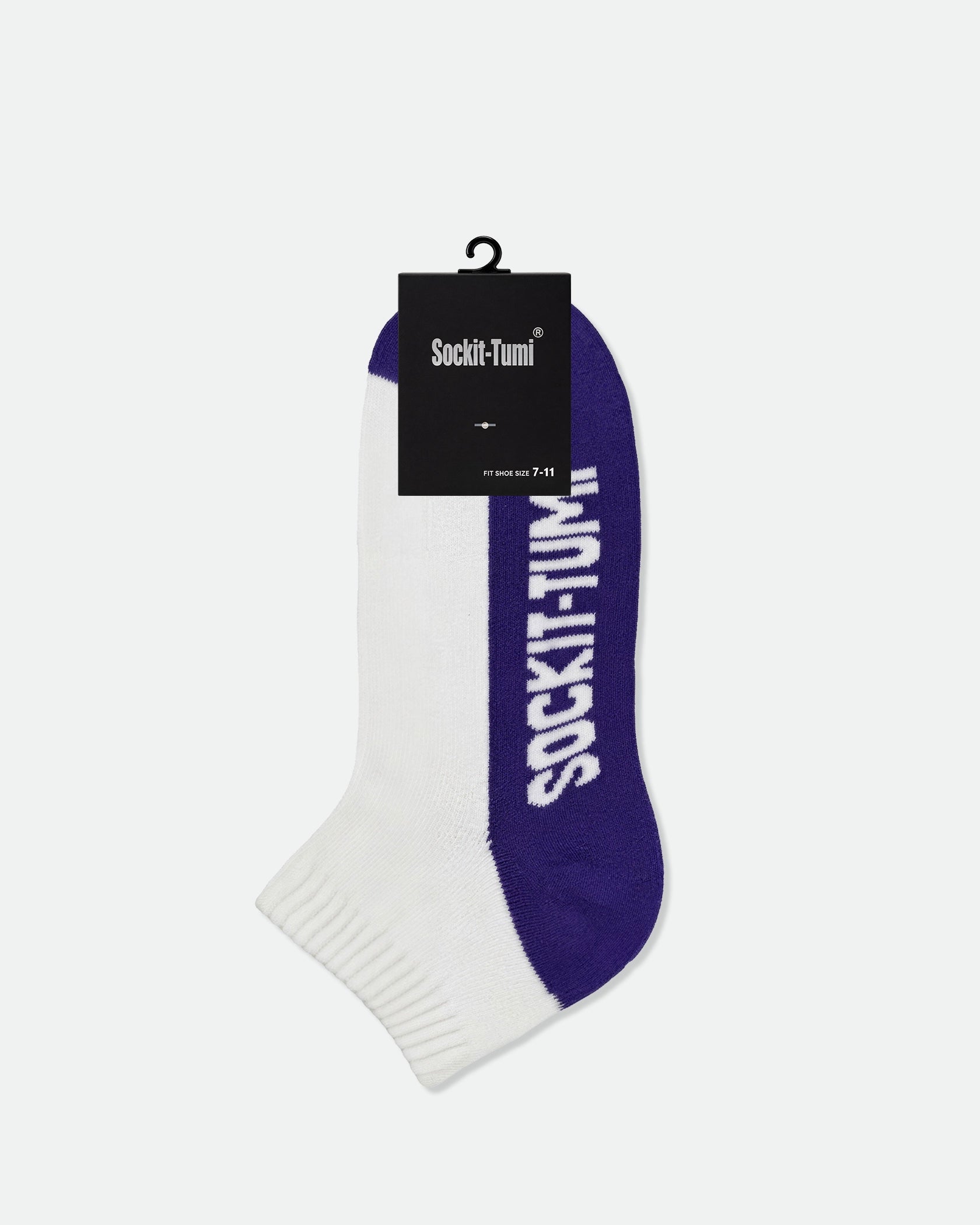 Men's Cotton Half Cushion Two Tone Ankle Sport Socks Dark Purple