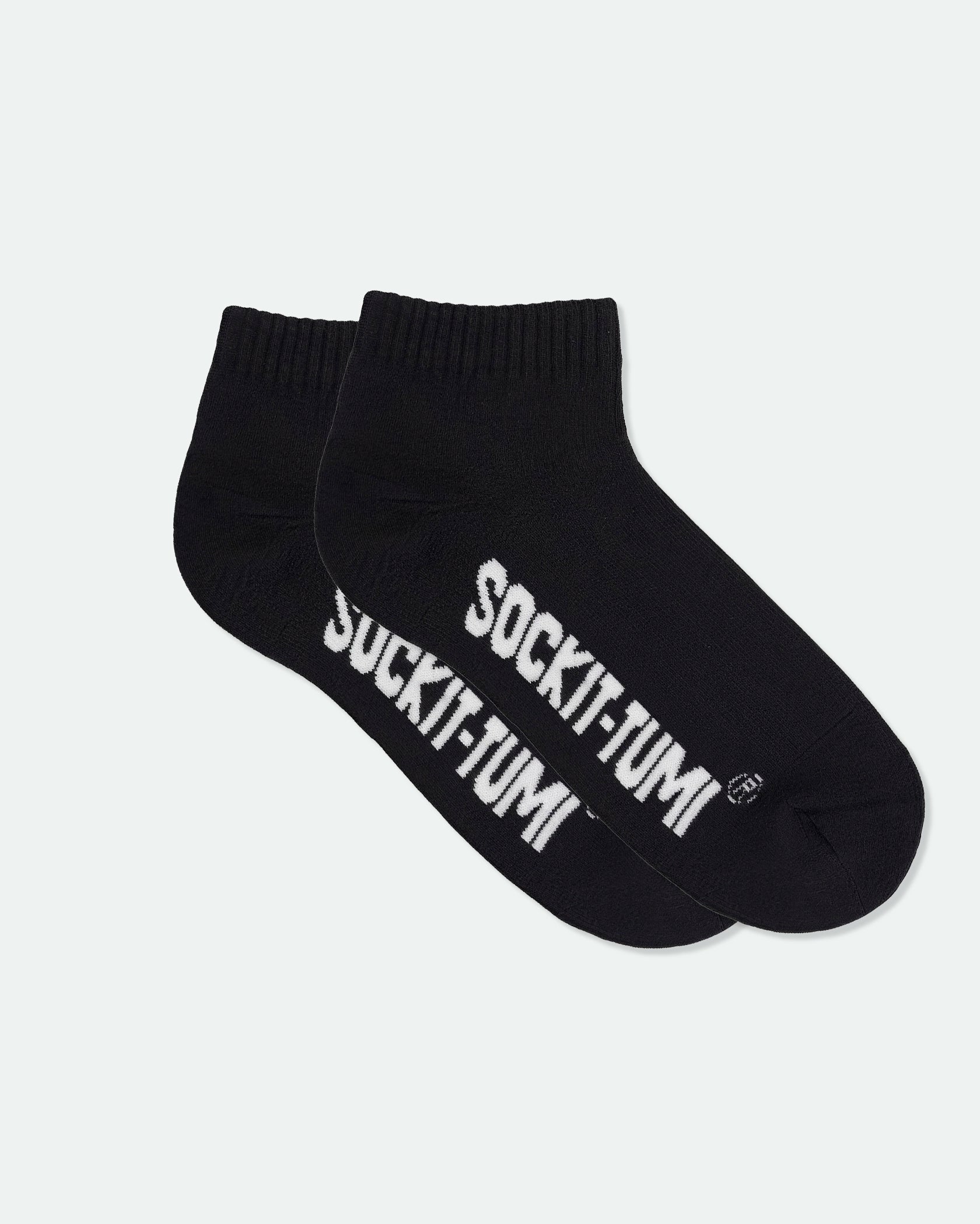 Men's Cotton Half Cushion Two Tone Ankle Sport Socks Black White