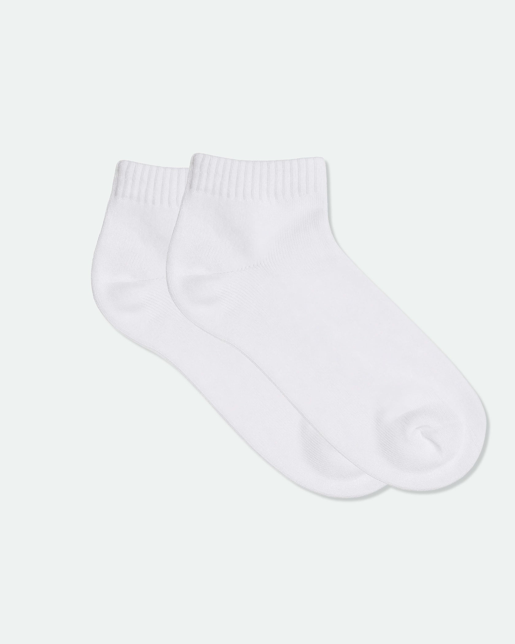 Men's Cotton Half Cushion Two Tone Ankle Sport Socks Plain White