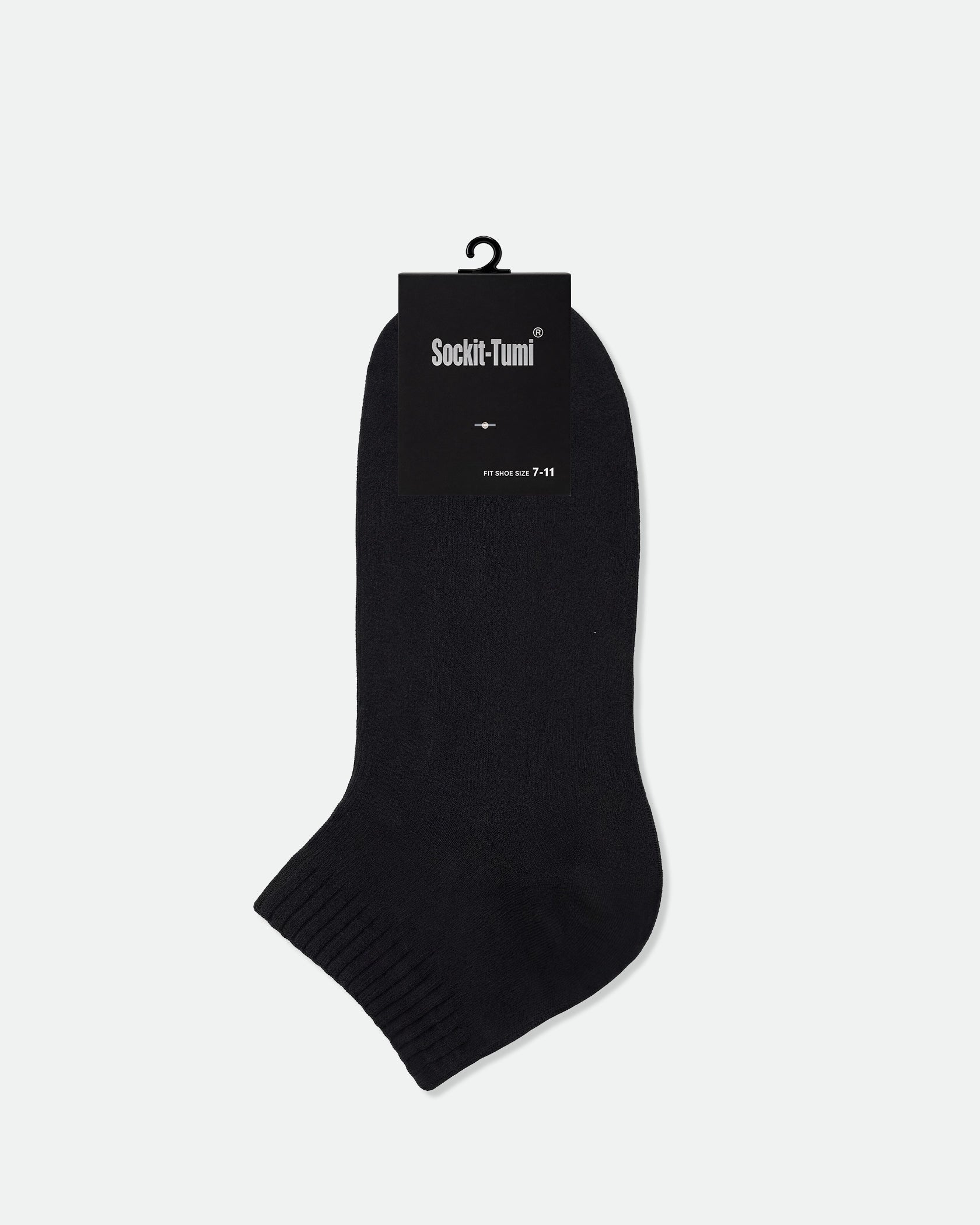 Men's Cotton Half Cushion Two Tone Ankle Sport Socks Plain Black