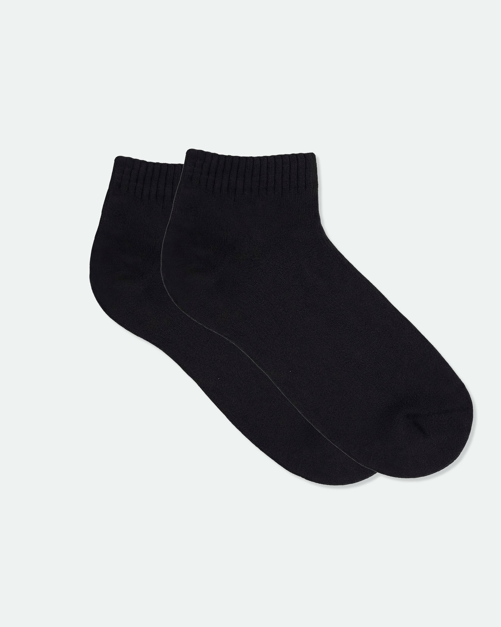 Men's Cotton Half Cushion Two Tone Ankle Sport Socks Plain Black