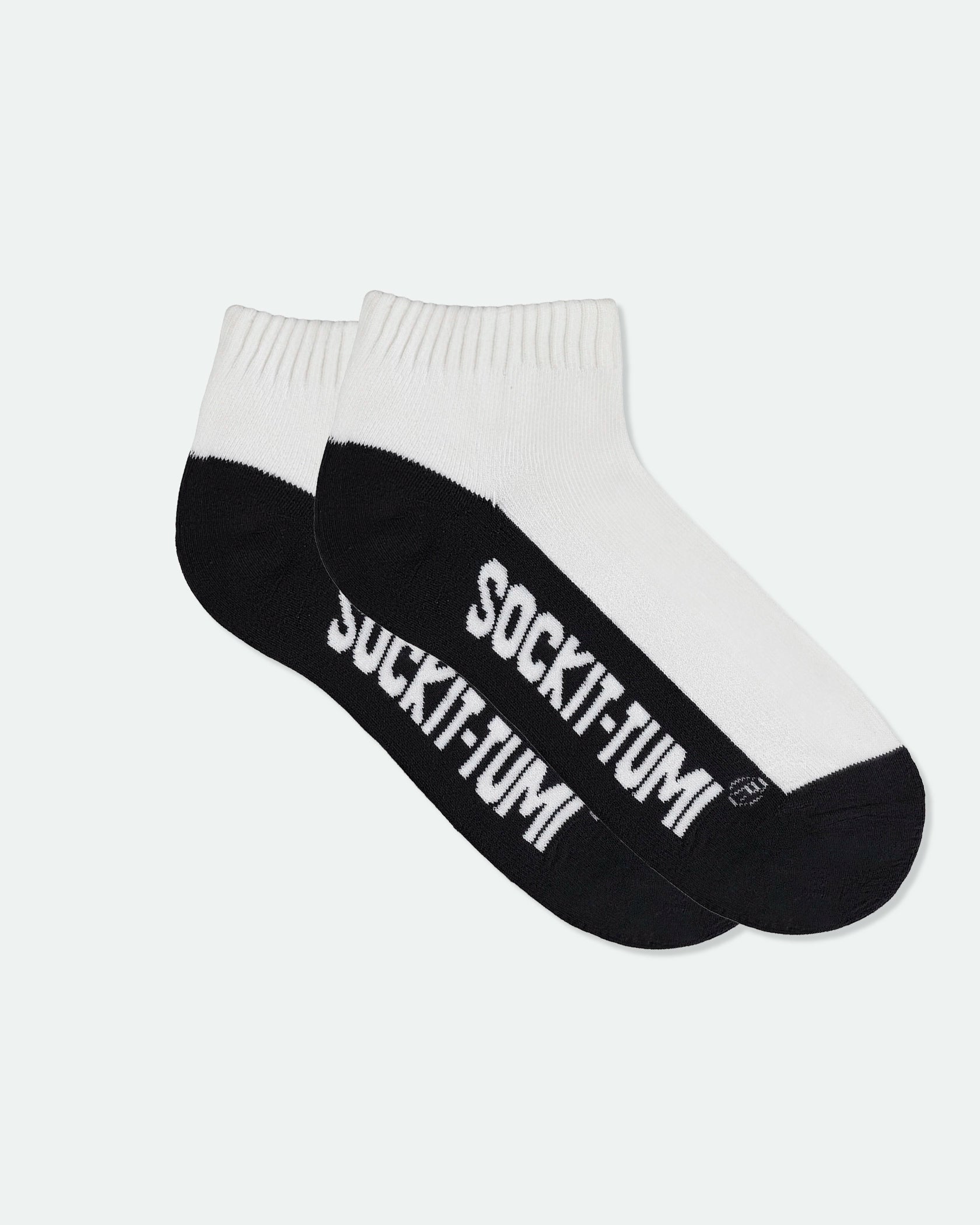Men's Cotton Half Cushion Two Tone Ankle Sport Socks Black