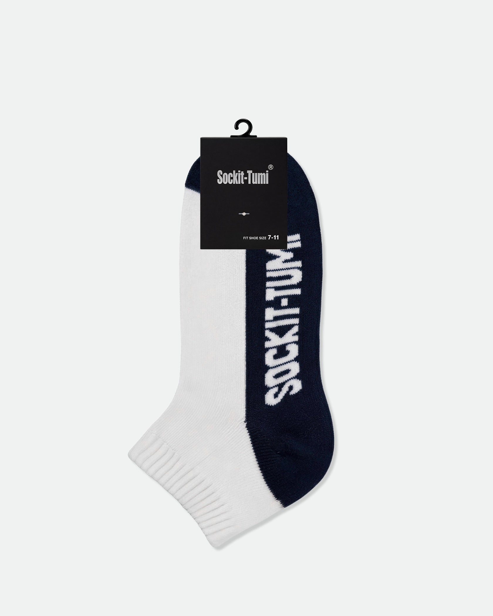 Men's Cotton Half Cushion Two Tone Ankle Sport Socks Navy Blue