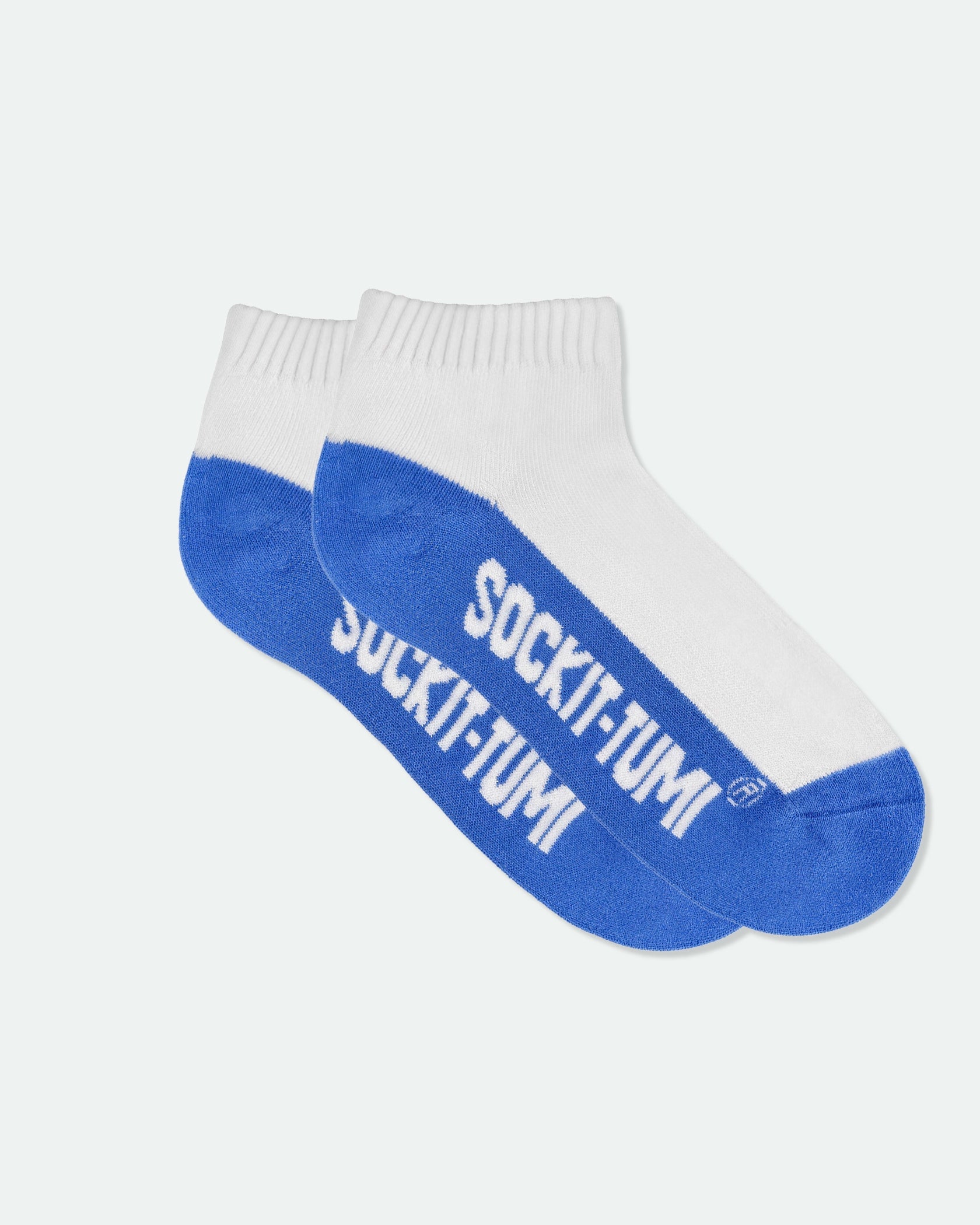 Men's Cotton Half Cushion Two Tone Ankle Sport Socks Royal Blue