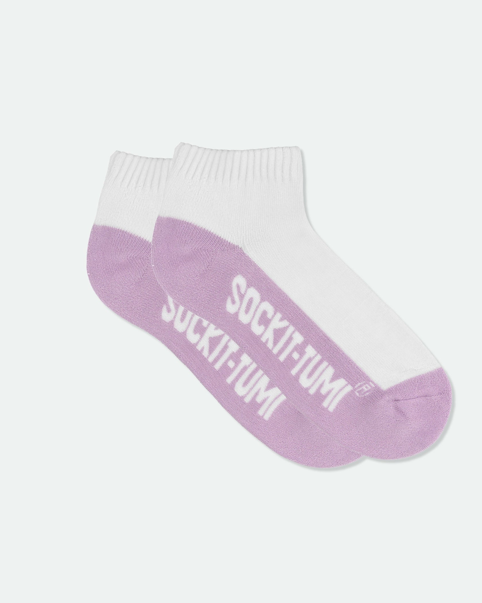 Sockit-Tumi Women's Cotton Half Cushion Two Tone Ankle Sports Socks Lilac