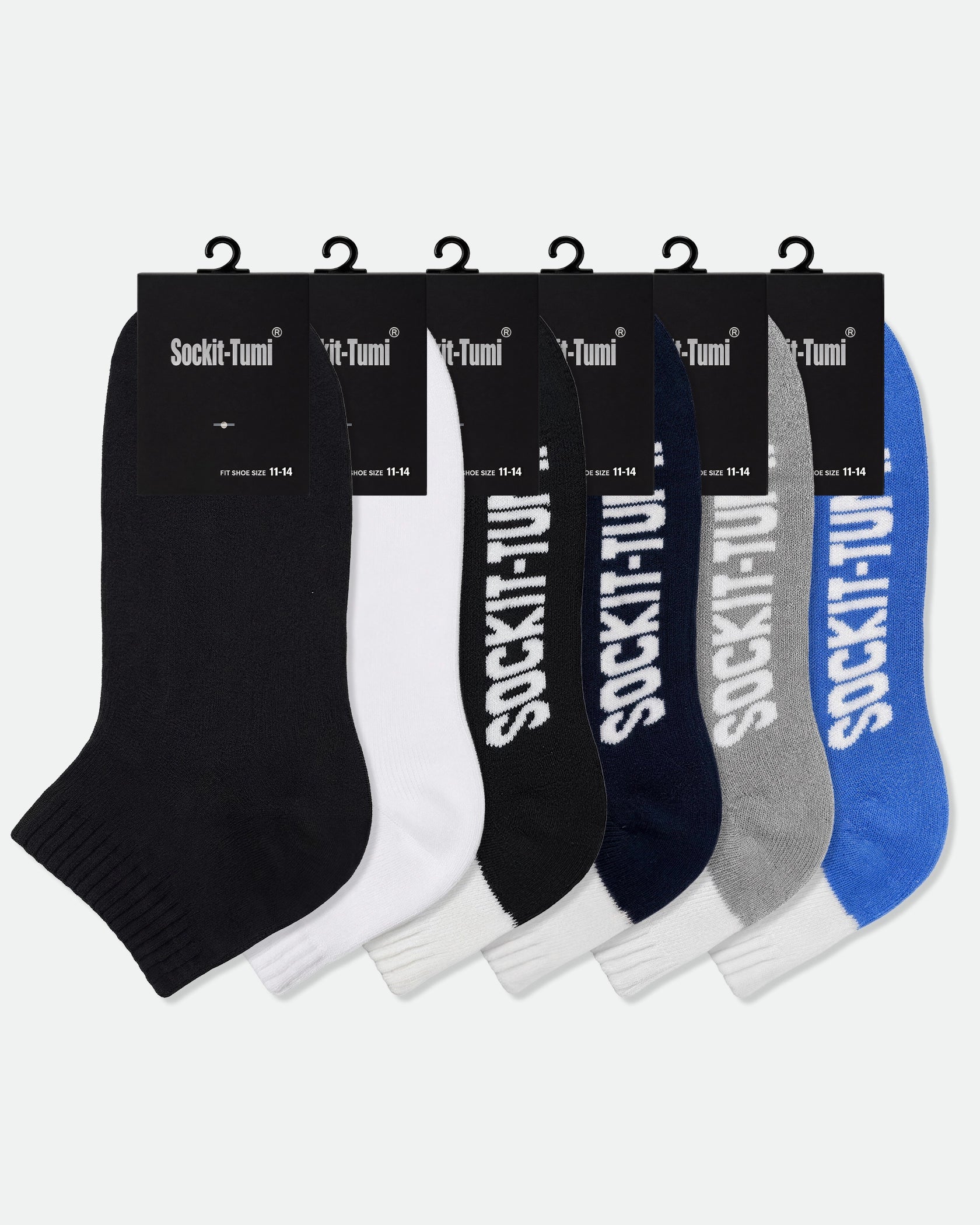 Men's King Size Cotton Half Cushion Two Tone Ankle Sport Socks Mix