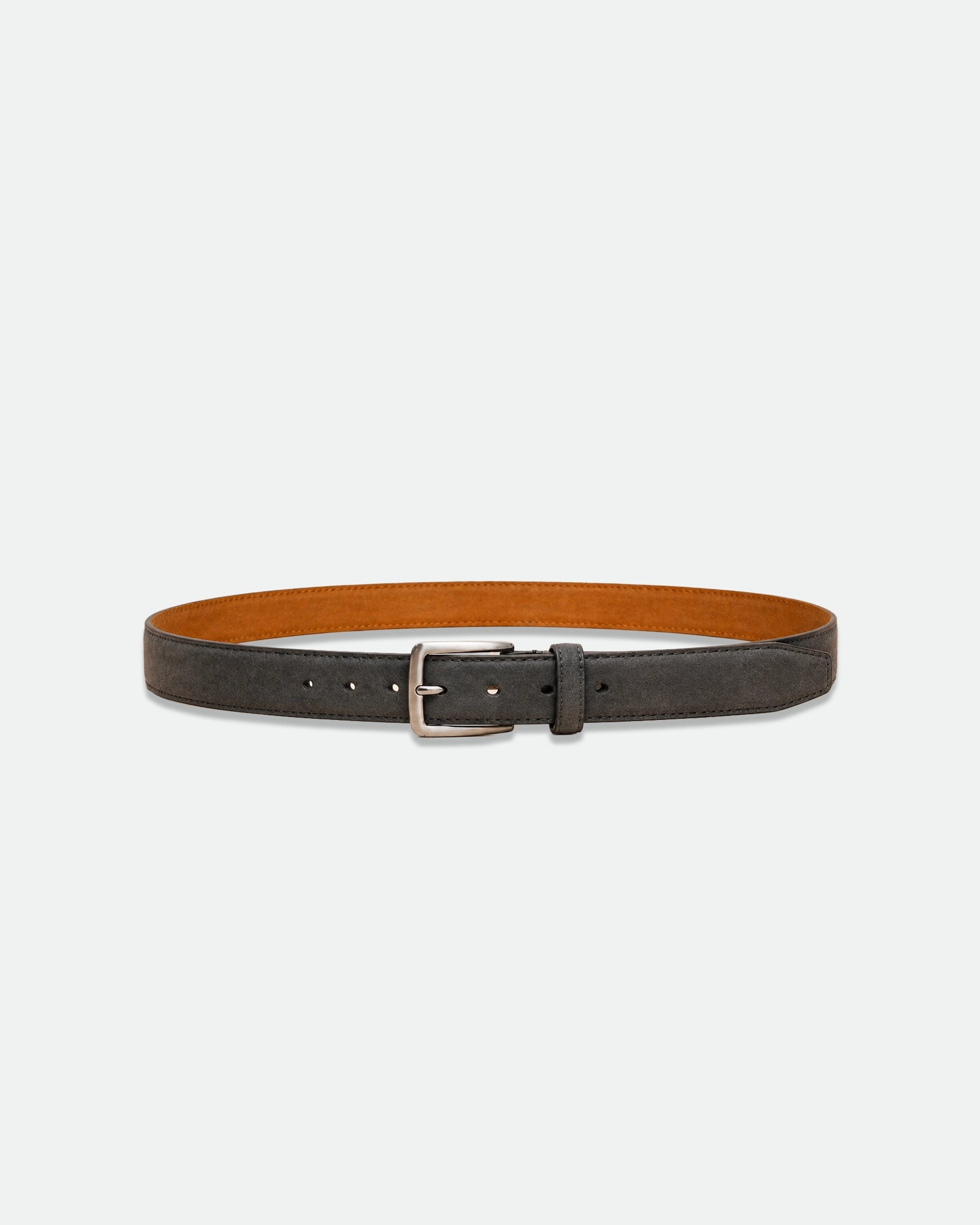 Grey Suede Leather Belt with Tan Inner 33mm