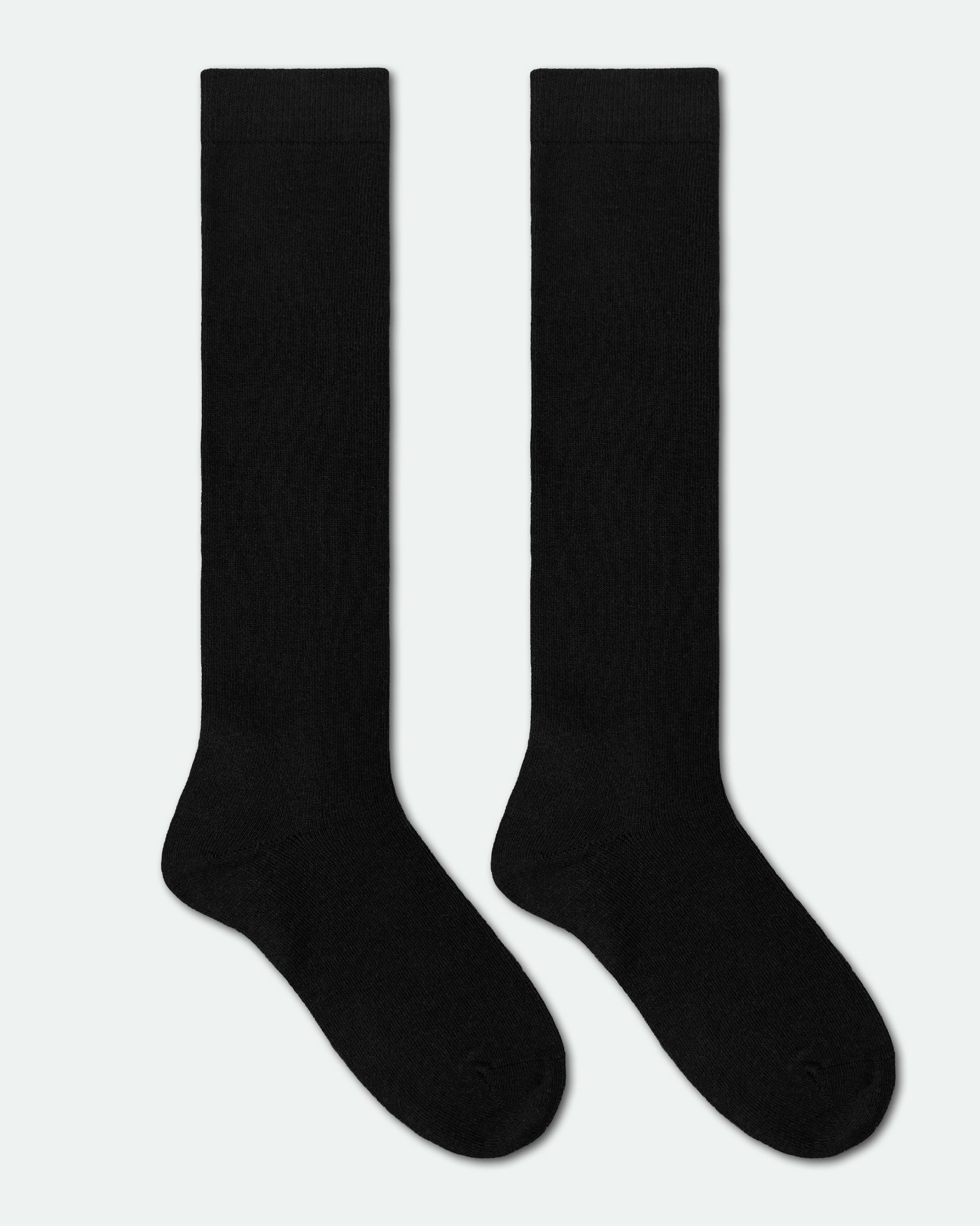 Kids Cotton School Knee High School Socks Black