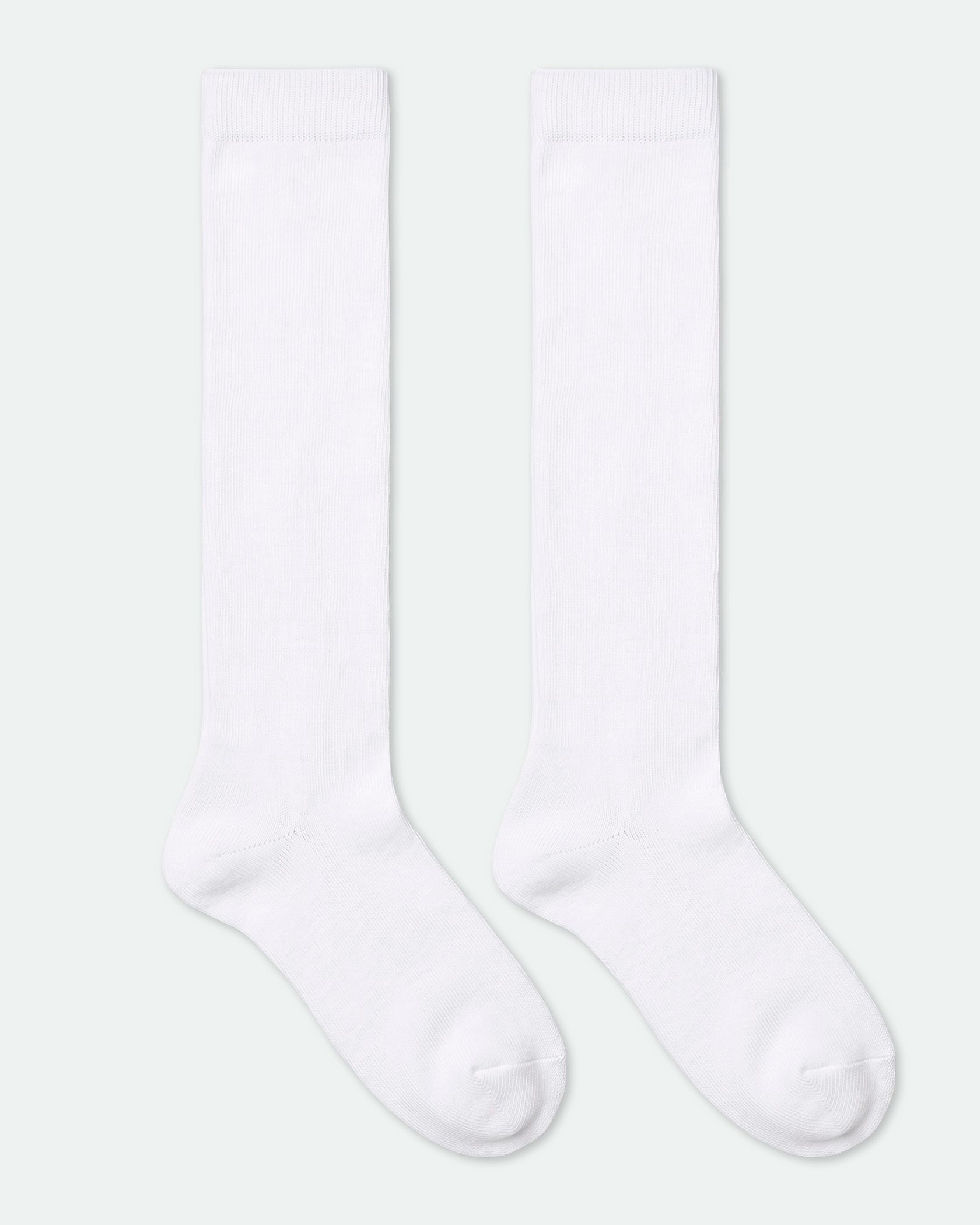 Kids Cotton School Knee High School Socks White