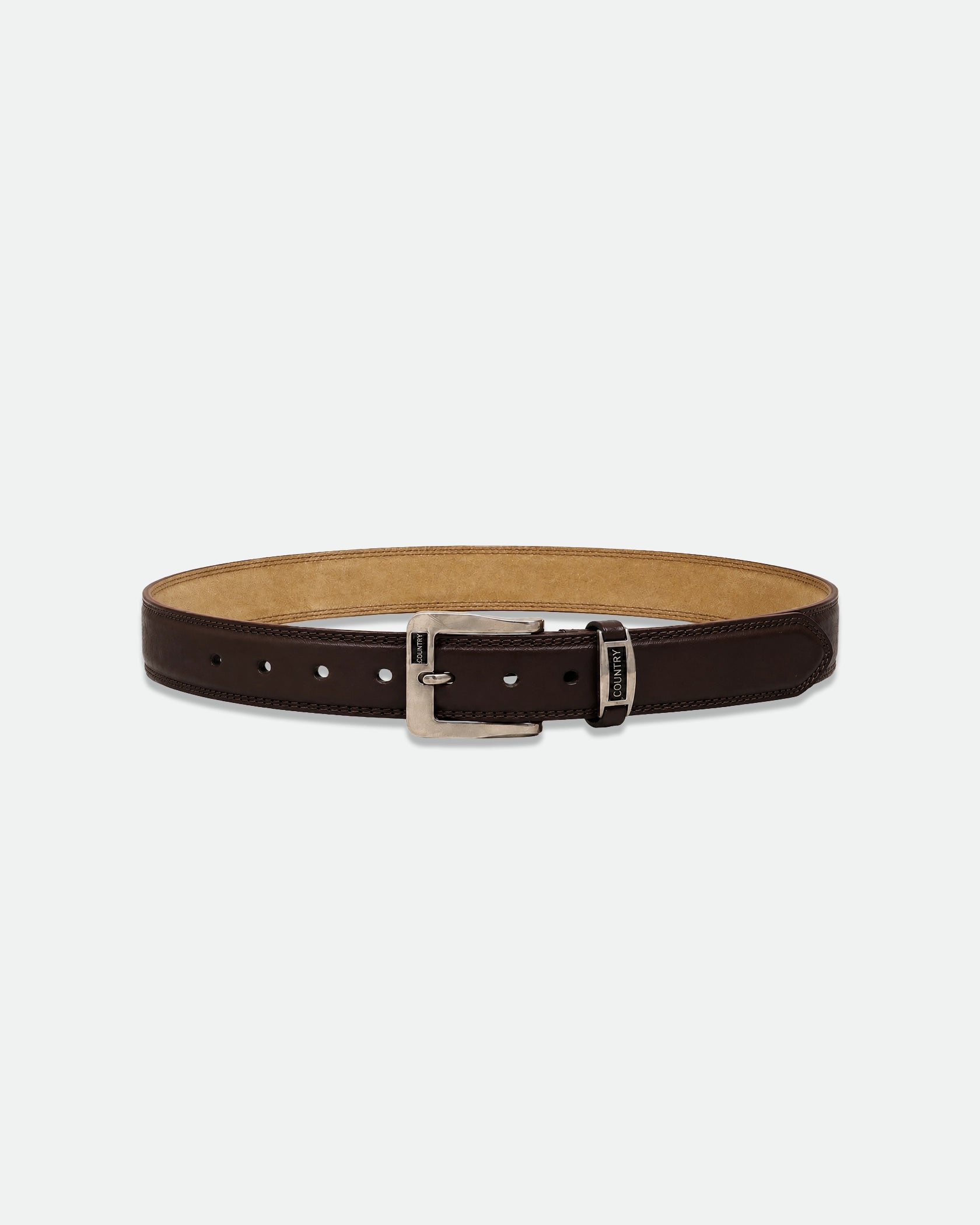 Dark Brown Country Branded Leather Belt with Tan Suede Inner 38mm
