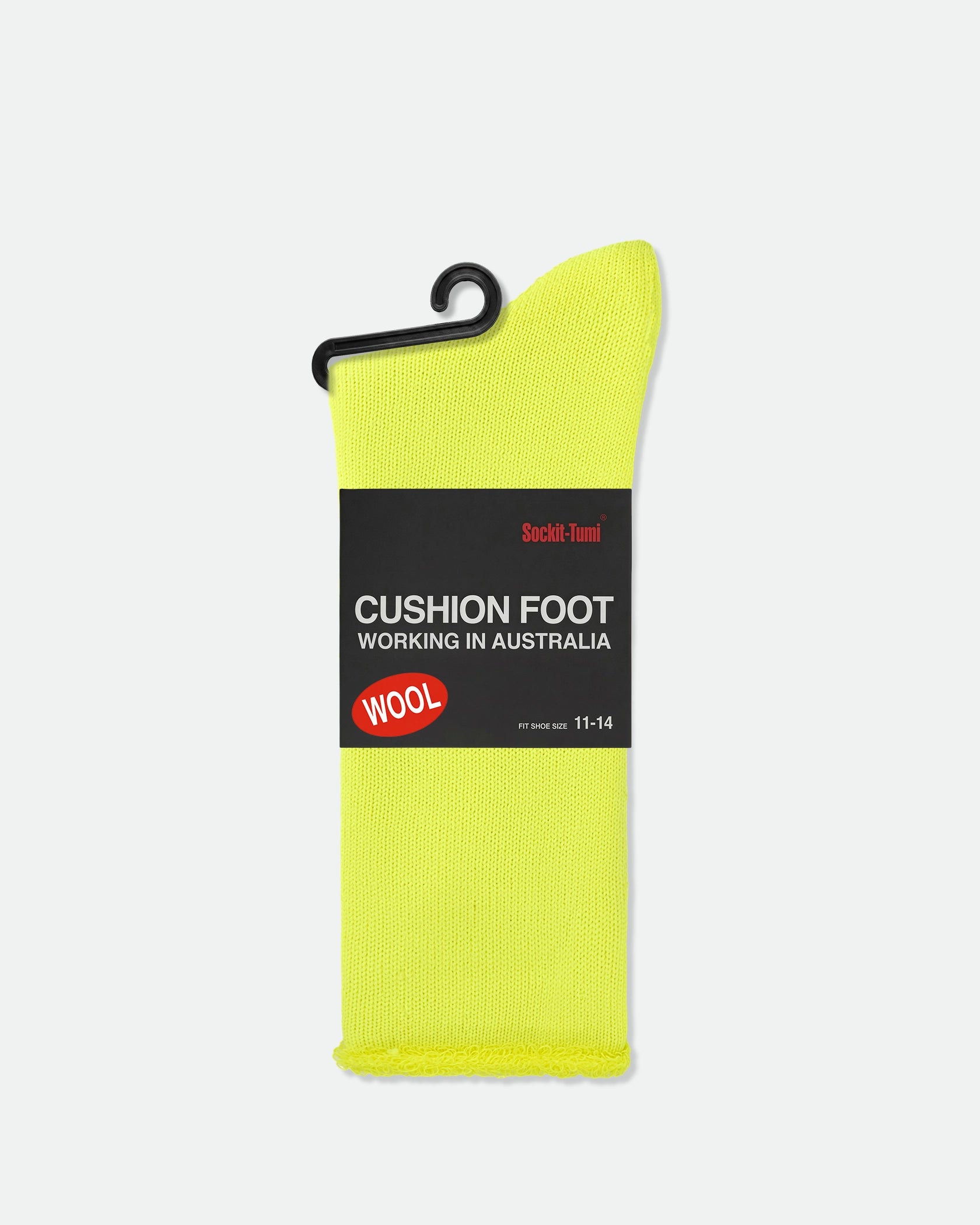 Men's High Visibility Fluro Wool Blend Work Socks Pack of 3 Yellow King Size
