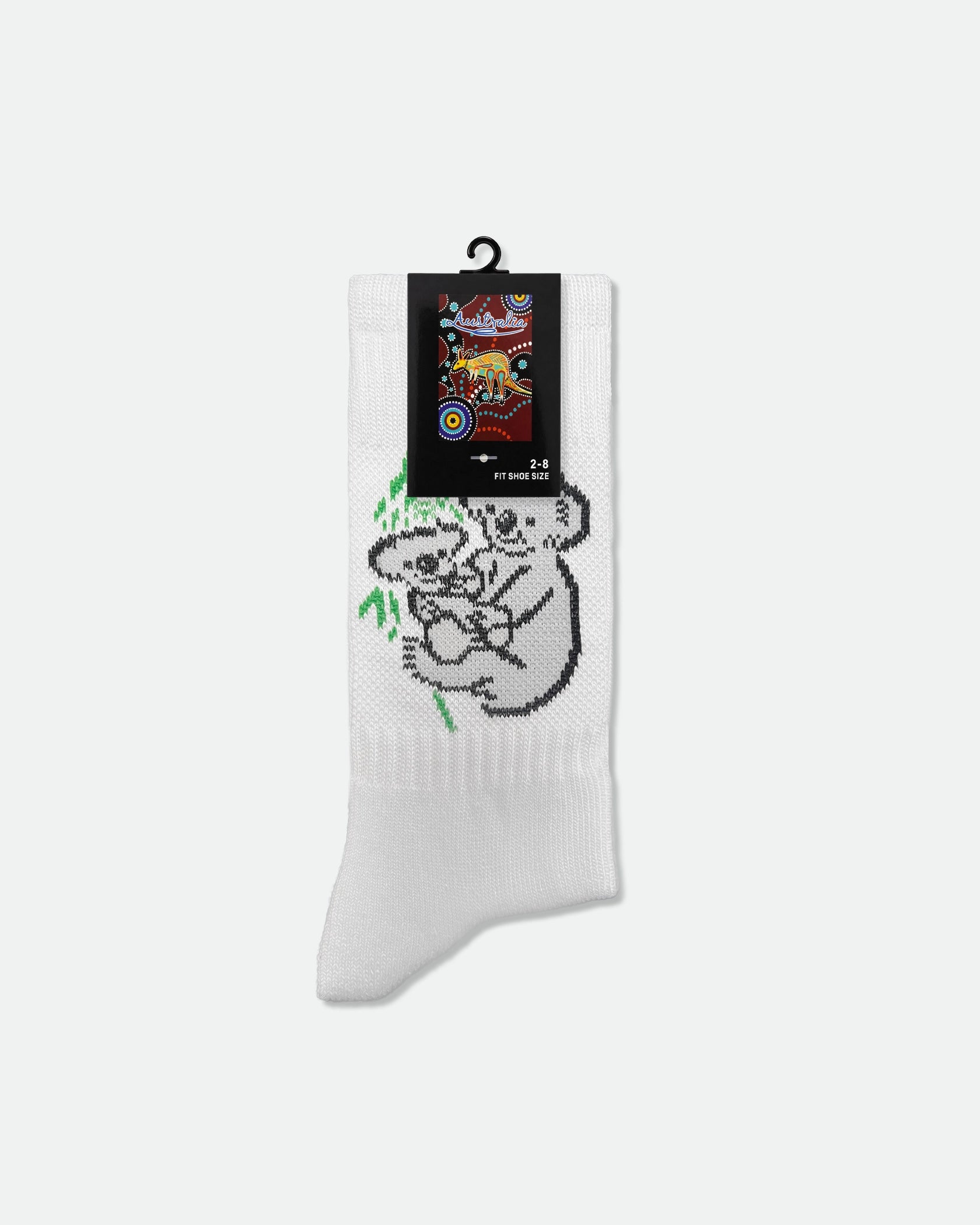 Women's Australian Souvenir Crew Socks — Koala and Joey White