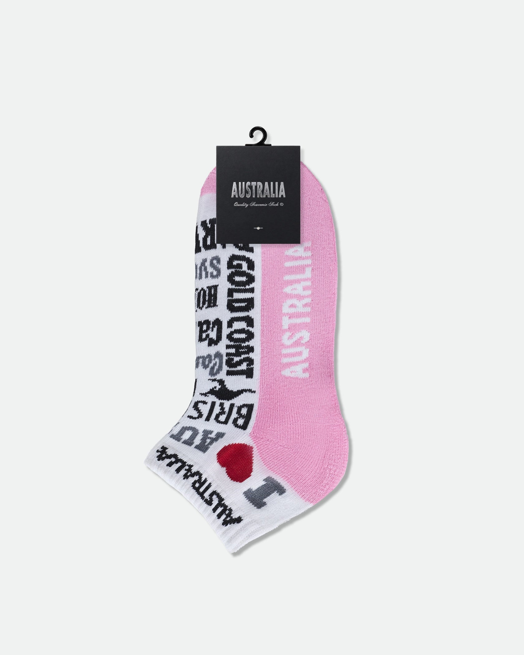 Women's Australian Souvenir Half Cushion Ankle Socks Australian Cities Pink