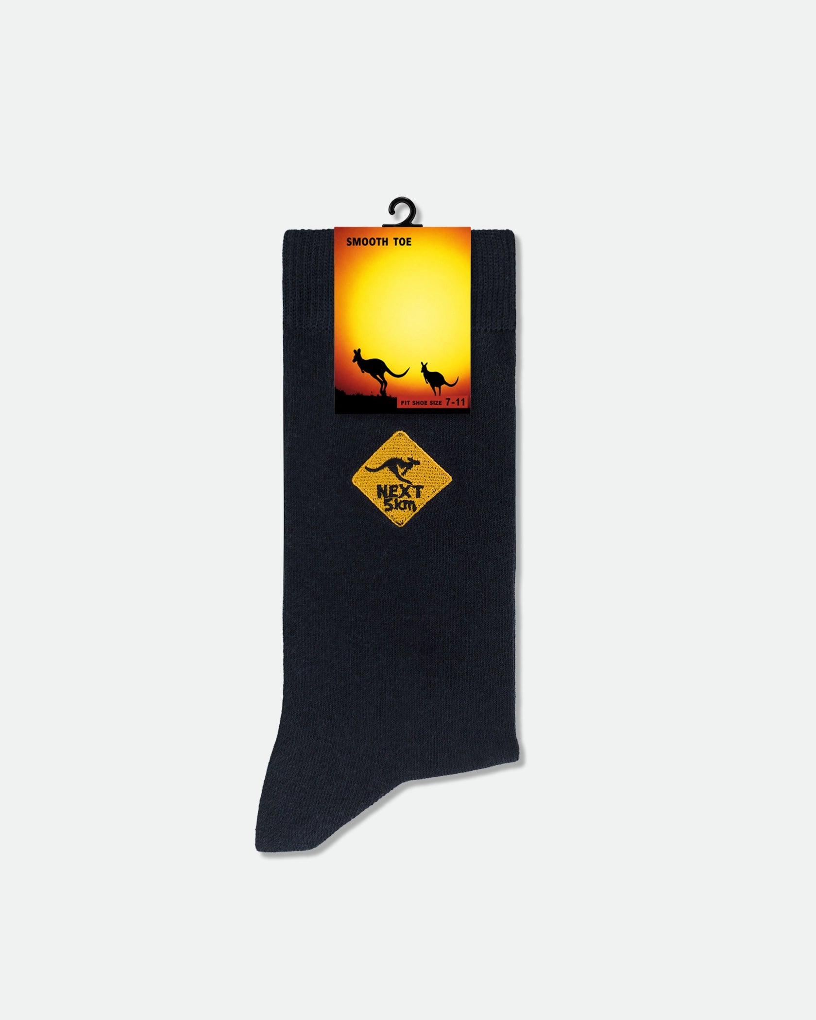 Men's Australian Souvenir Business Dress Socks Road Sign Kangaroo Embroidery Black