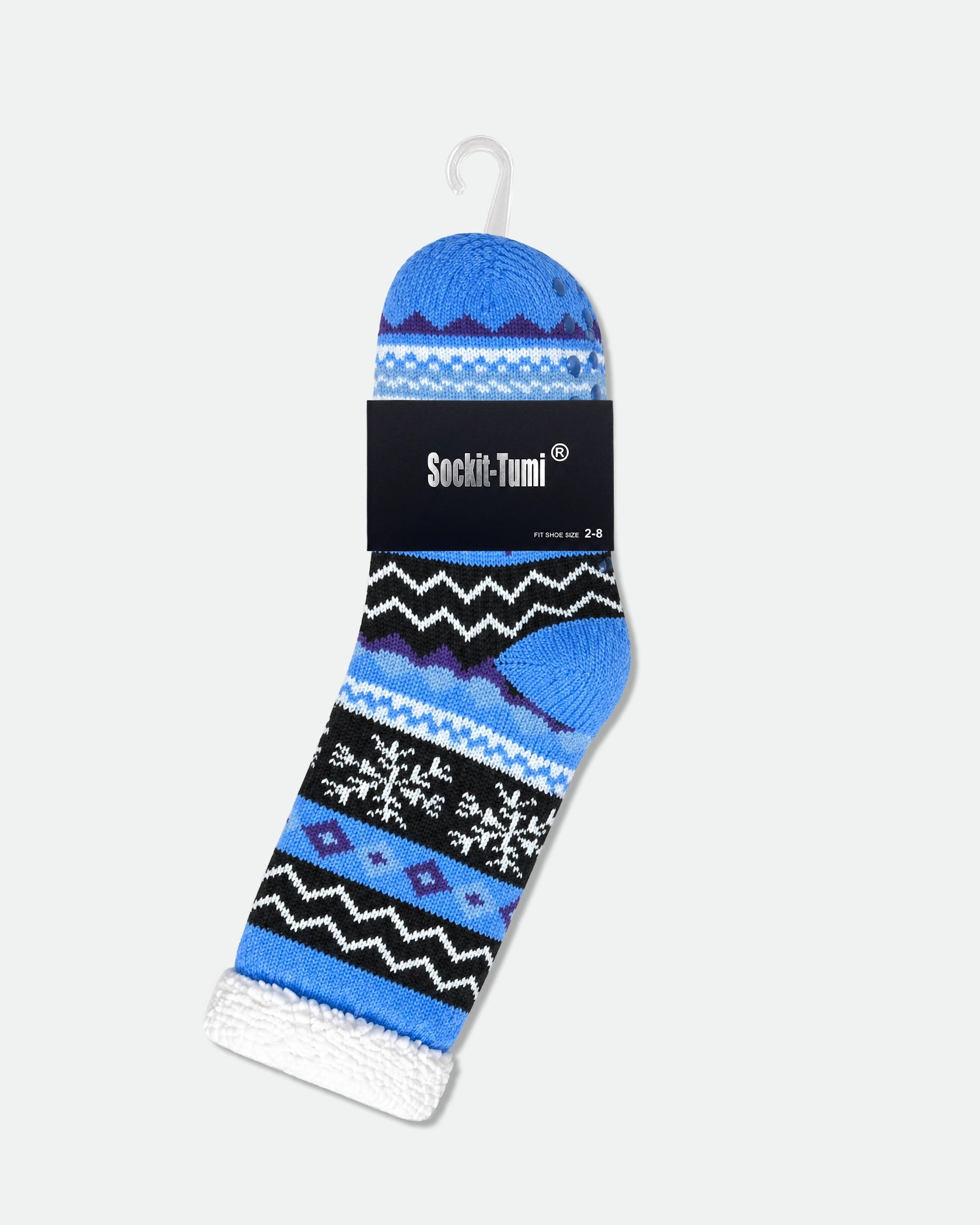 Women’s Sherpa-Lined Soft Non-Slip Thermal Winter Lounge Socks Snowflake — 6 Designs (2 Pairs Each)