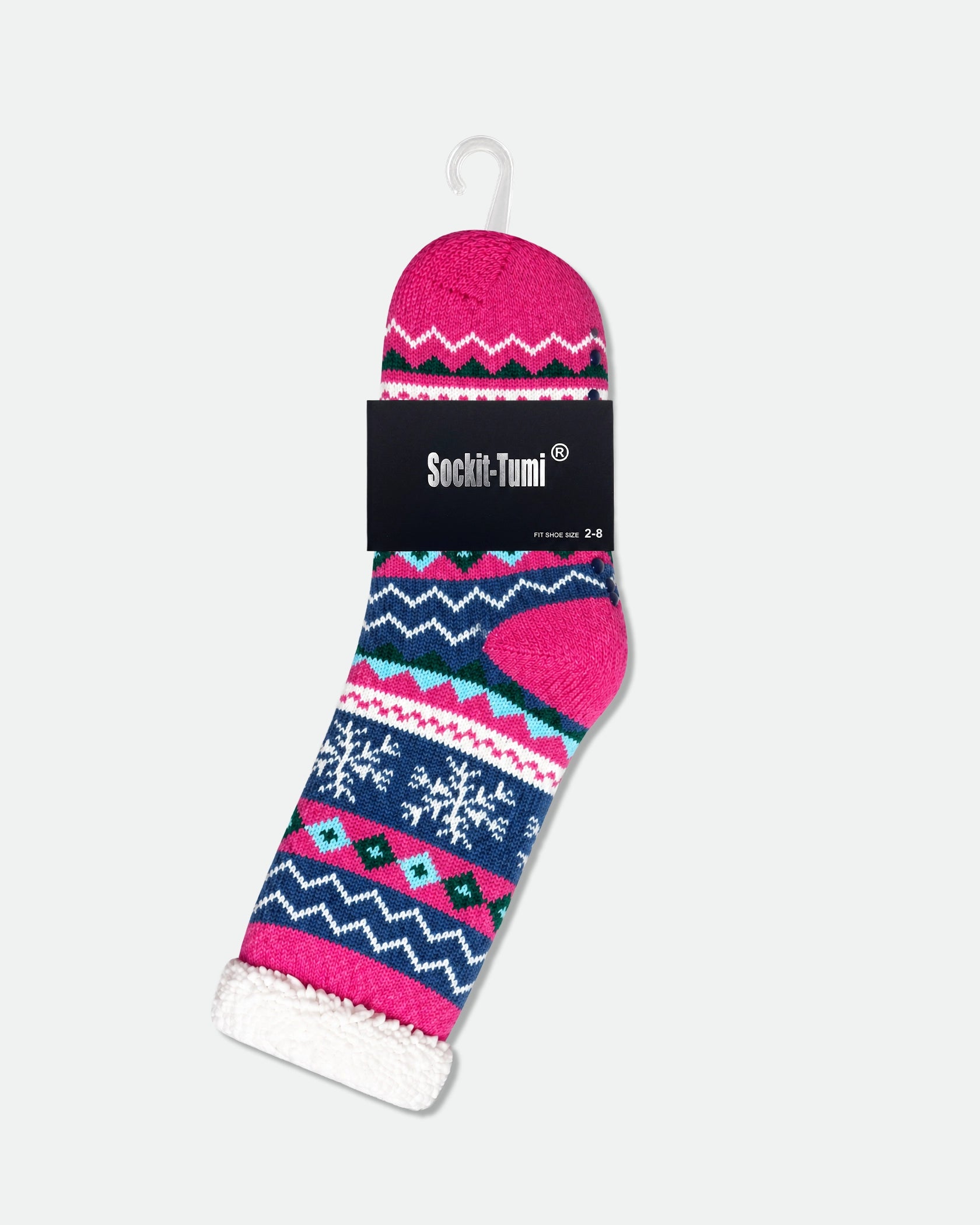 Women’s Sherpa-Lined Soft Non-Slip Thermal Winter Lounge Socks Snowflake — 6 Designs (2 Pairs Each)