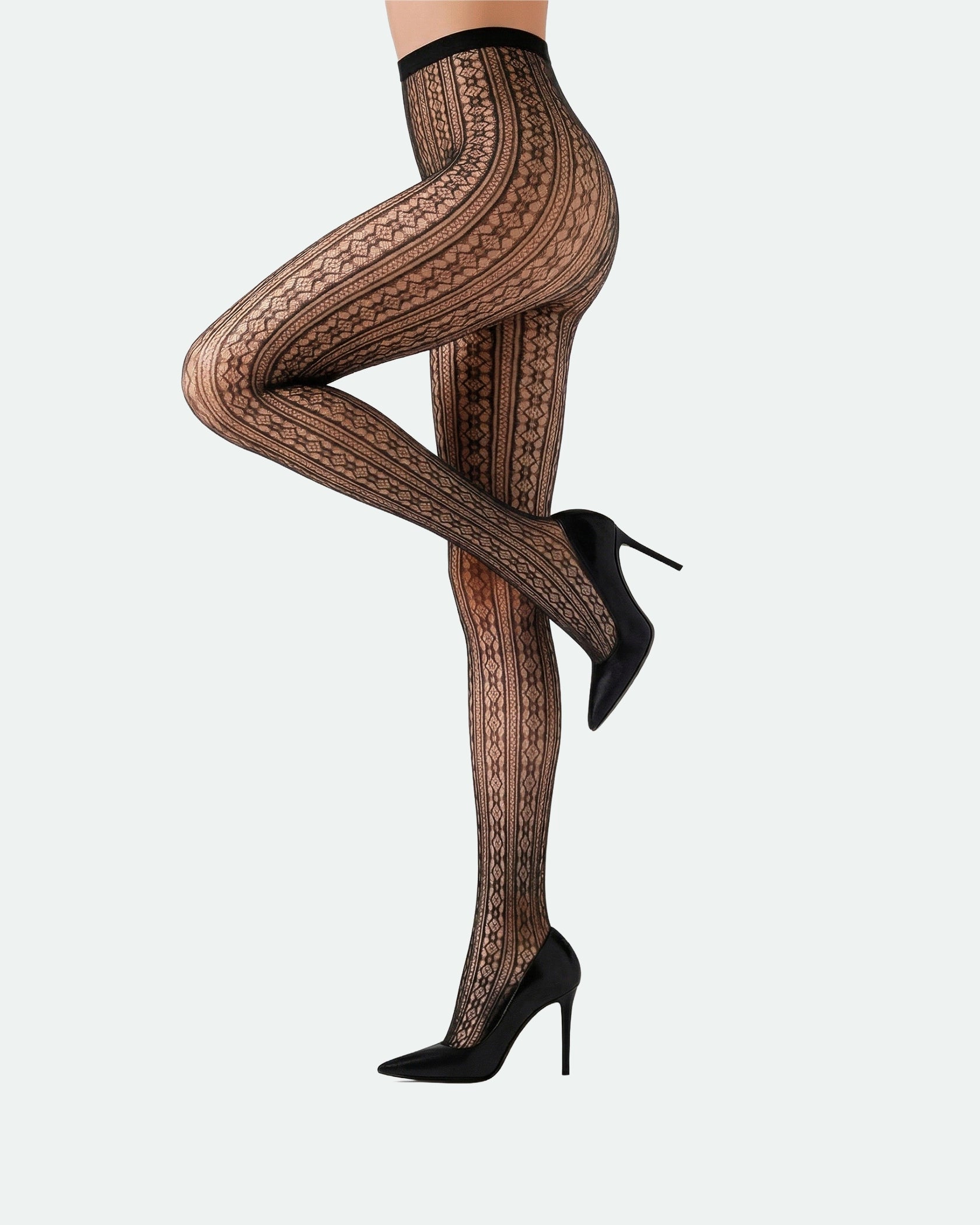 Ladies Fashion FIshnet Tights Vertical Crochet
