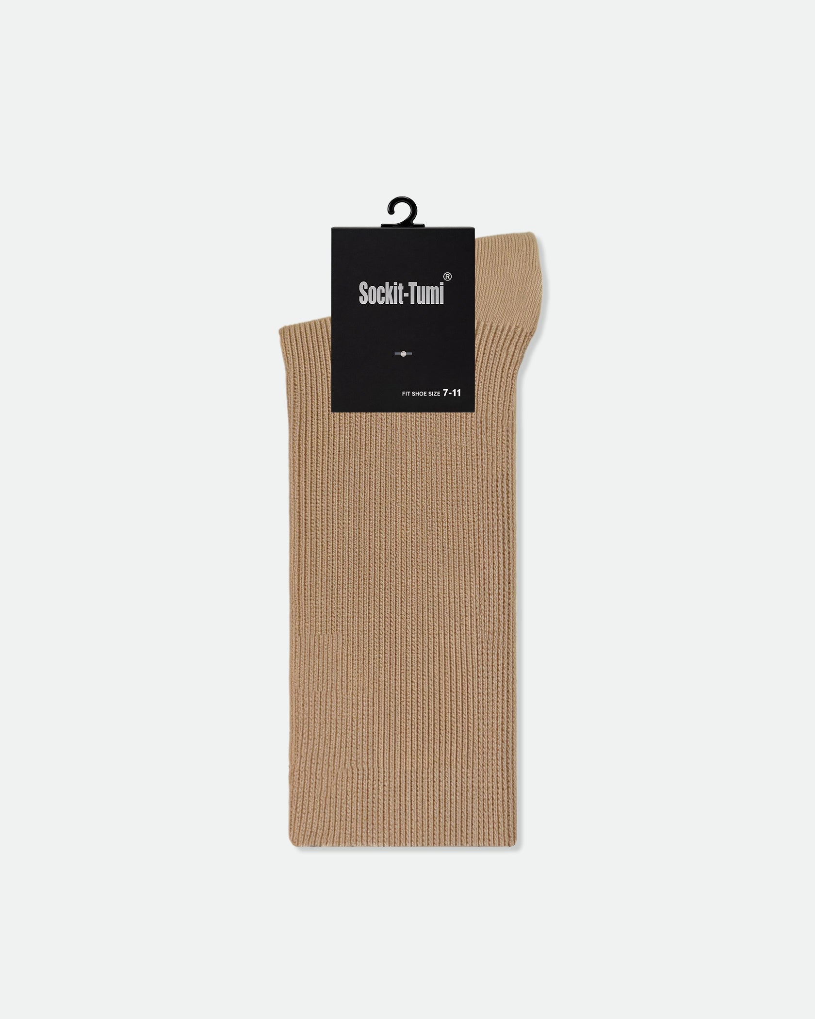 Men's Cotton Turnover Ribbed Socks Sand Beige