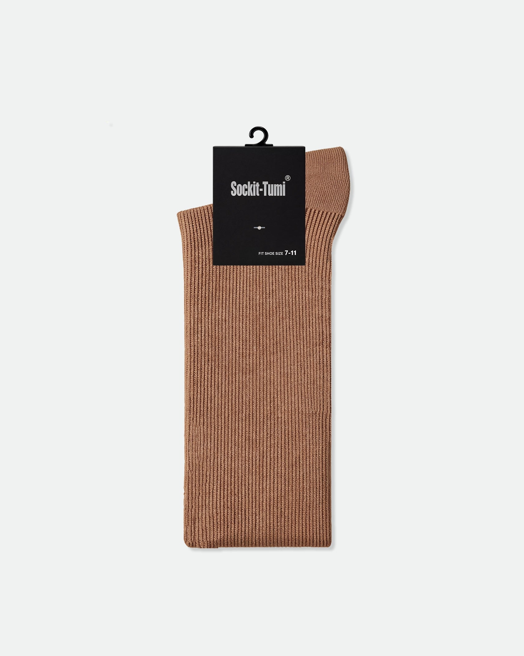 Men's Cotton Turnover Ribbed Socks Tan Fawn Brown