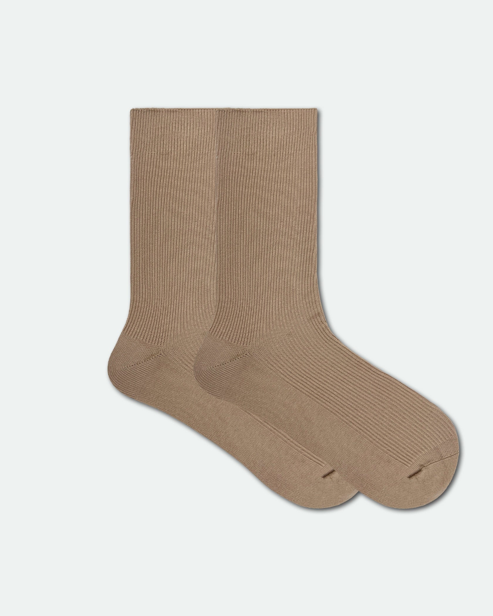 Kids Cotton Turnover School Socks Sand Beige