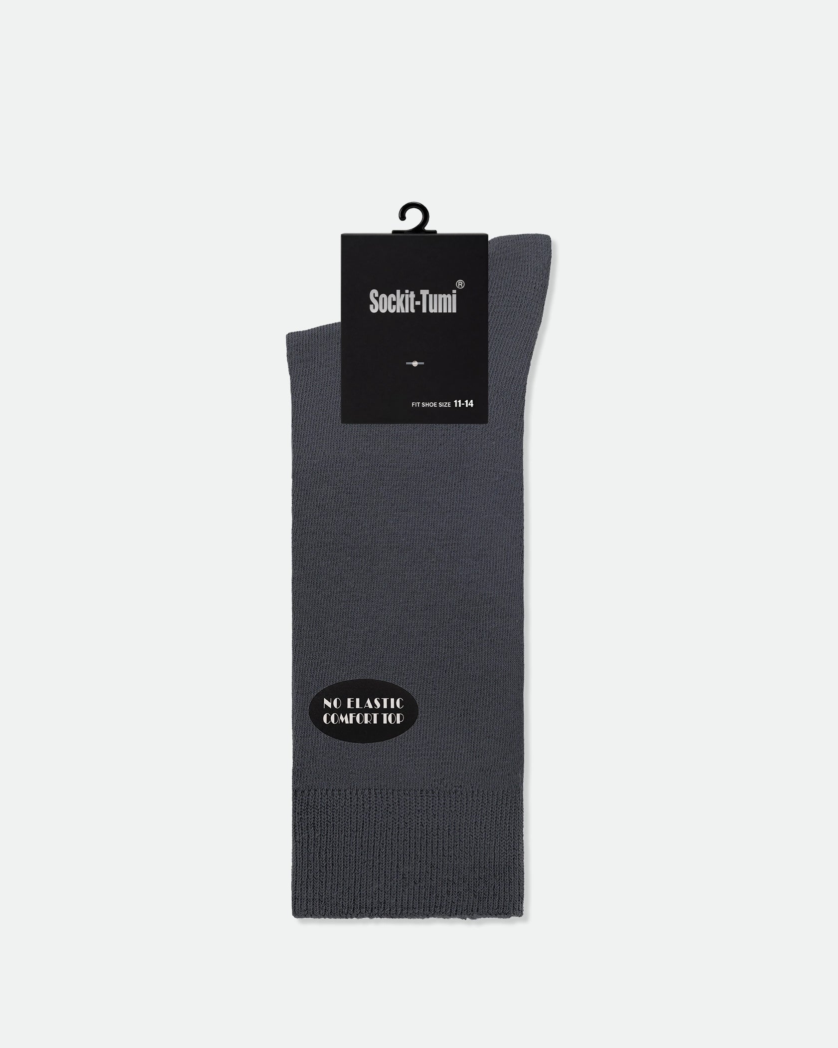 Sockit-Tumi Men's Diabetic Friendly Business Dress Socks Comfort Loose Top King Size Grey