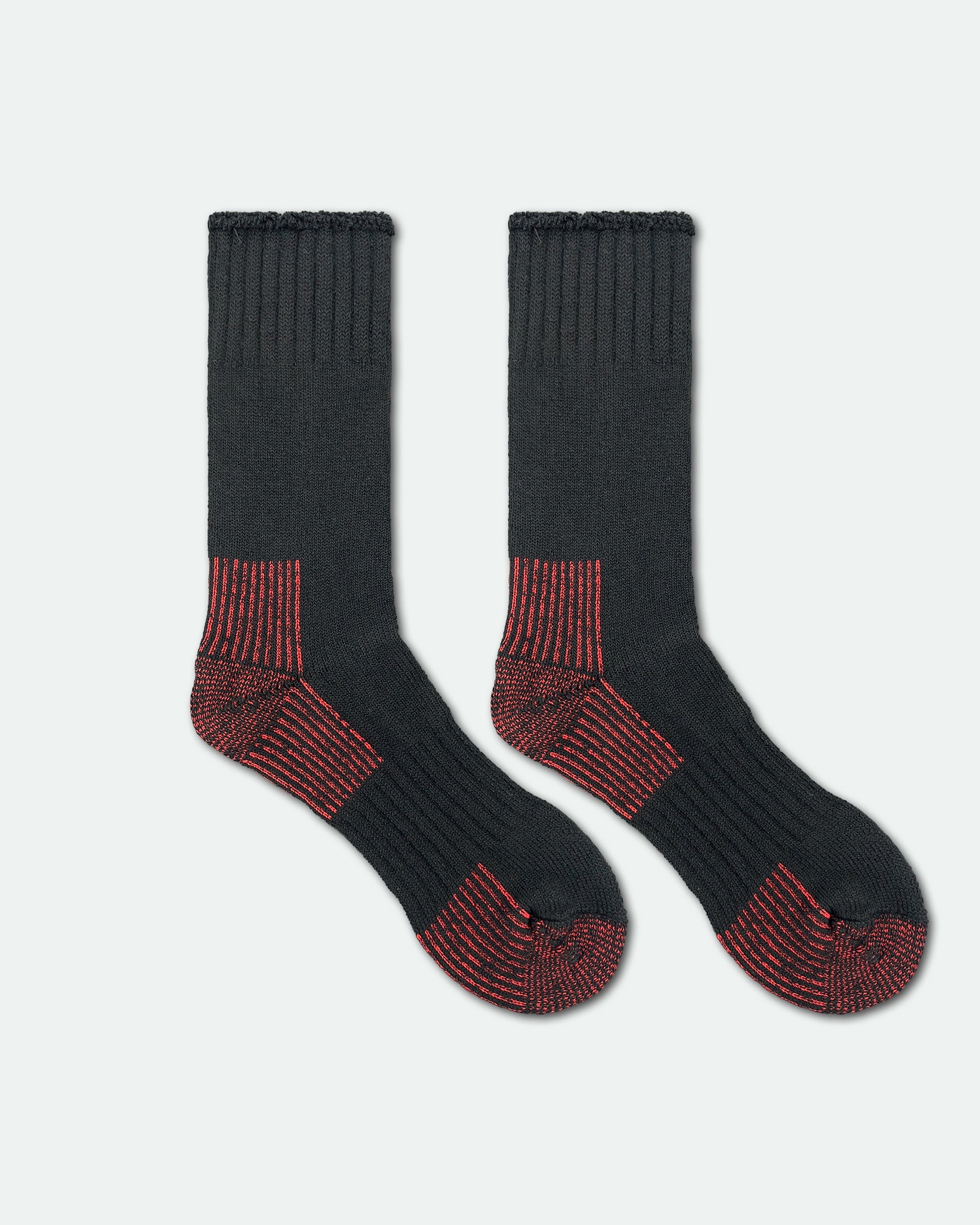 Sockit-Tumi Men's Thermoregulating Inner Cushioning Wool Work Socks King Size Black Red