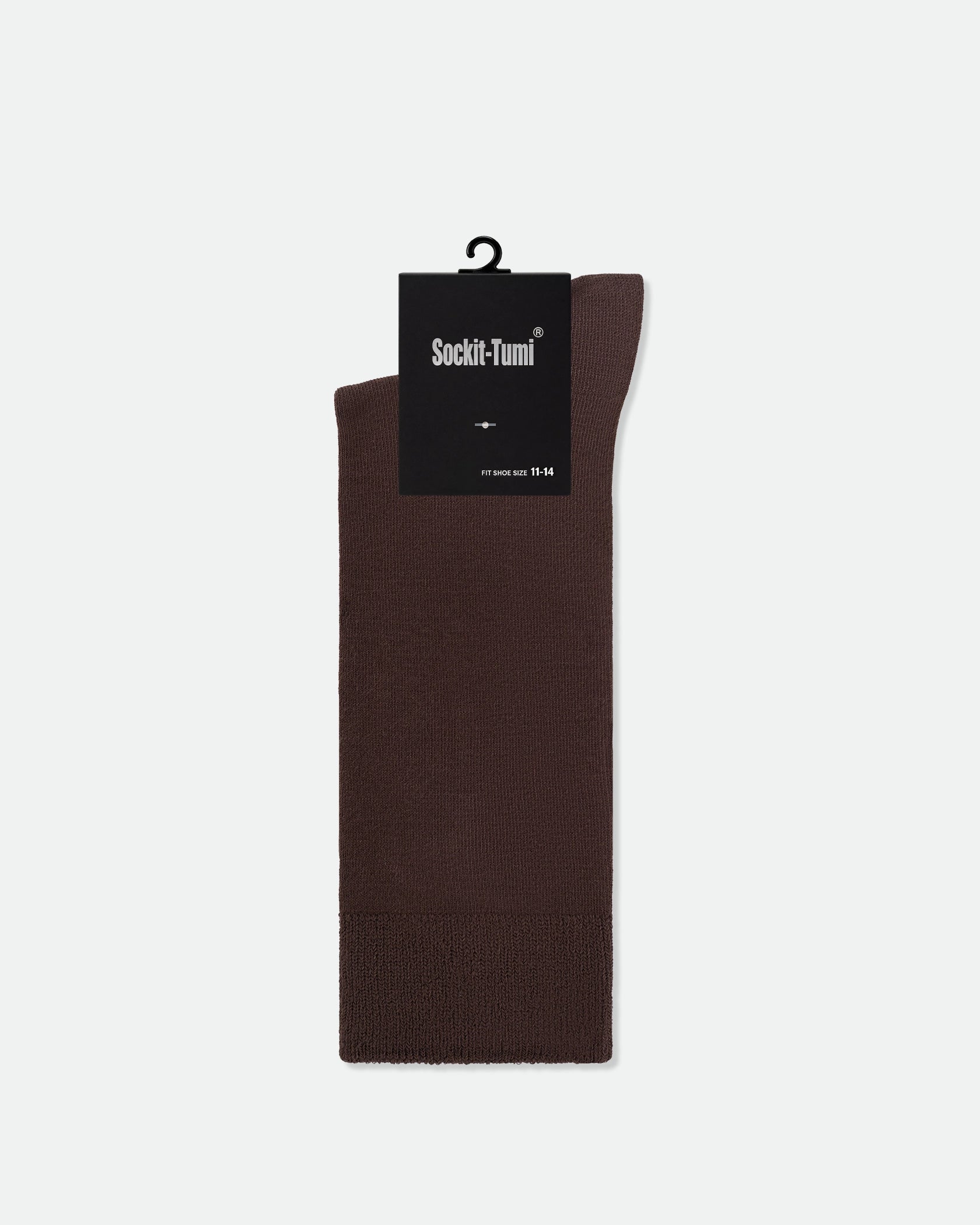 Sockit-Tumi Men's Plain Premium Cotton Business Dress Socks King Size Brown