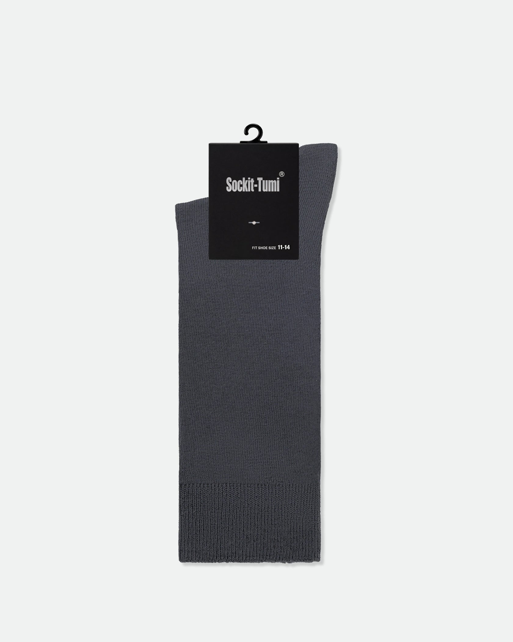 Sockit-Tumi Men's Plain Premium Cotton Business Dress Socks King Size Grey