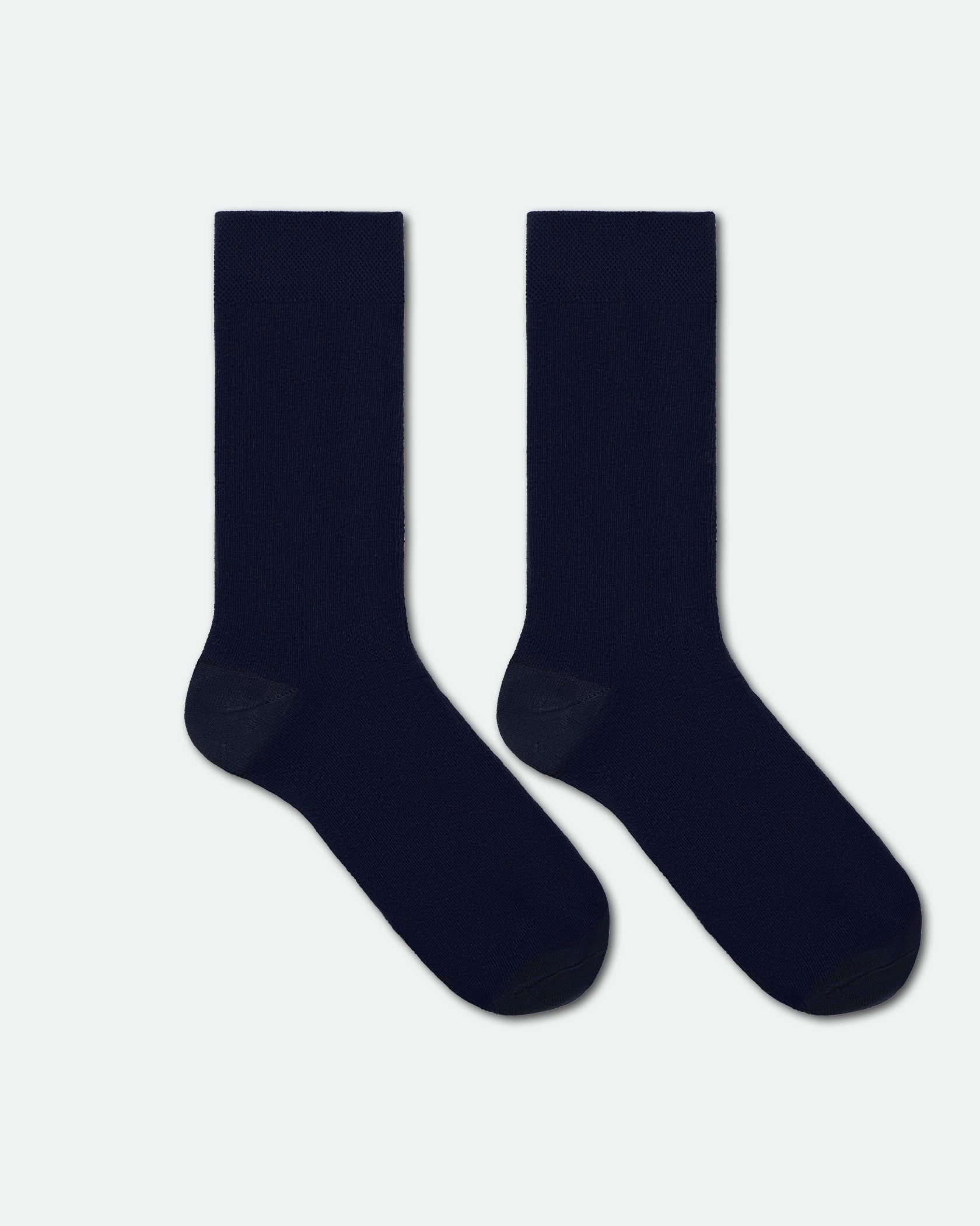 Men's Cotton Plain Business Dress Socks Navy Blue