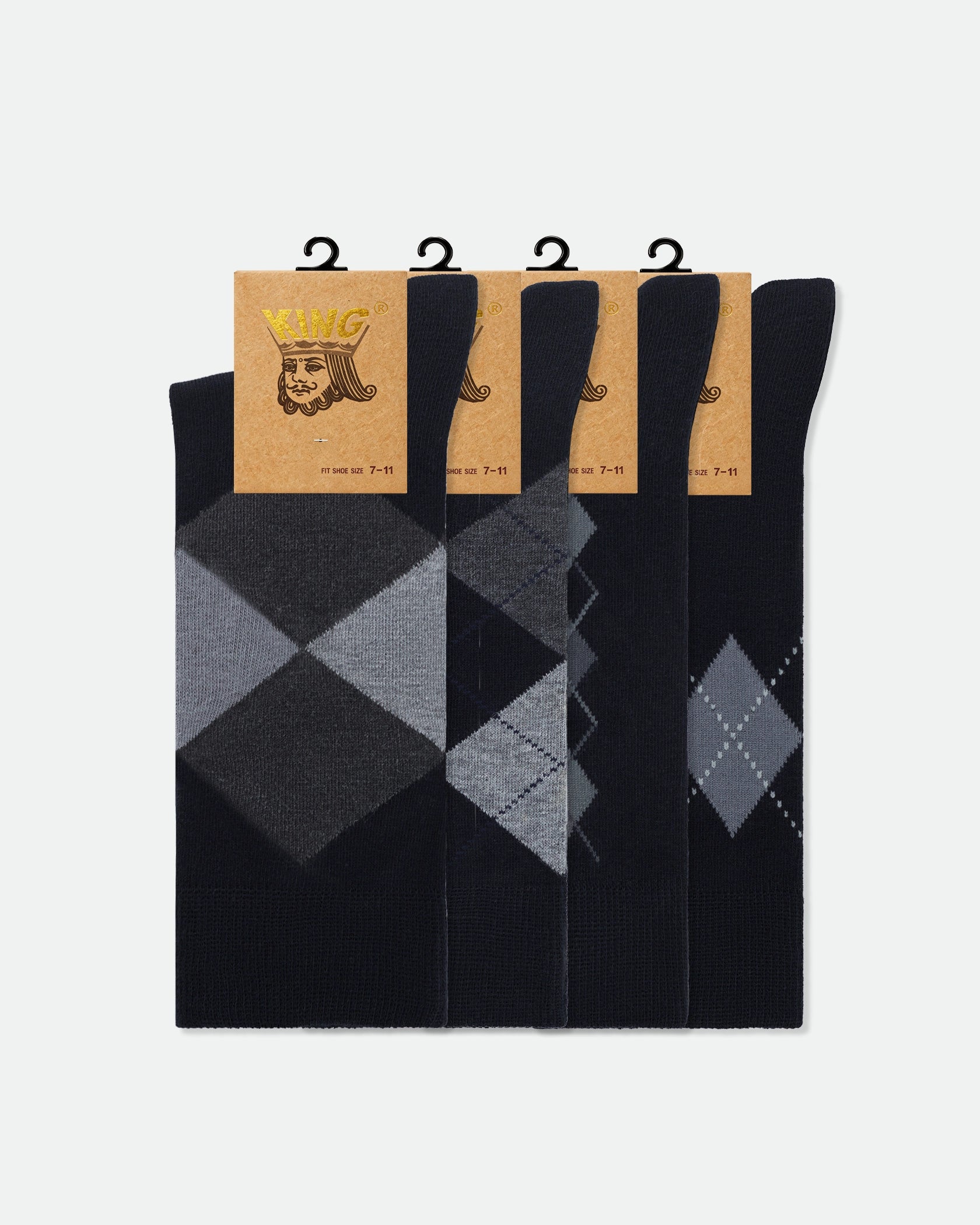 Men's Patterned Business Dress Socks Mix Design Black
