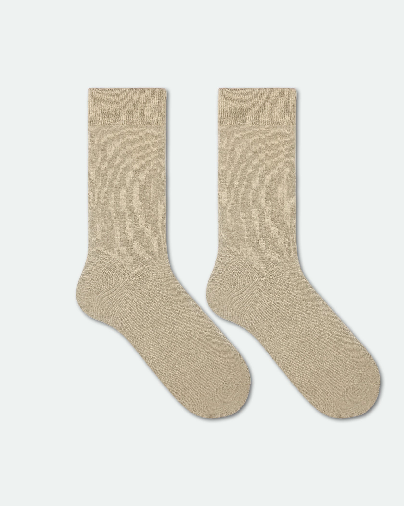 Men's Plain Premium Cotton Business Dress Socks Beige