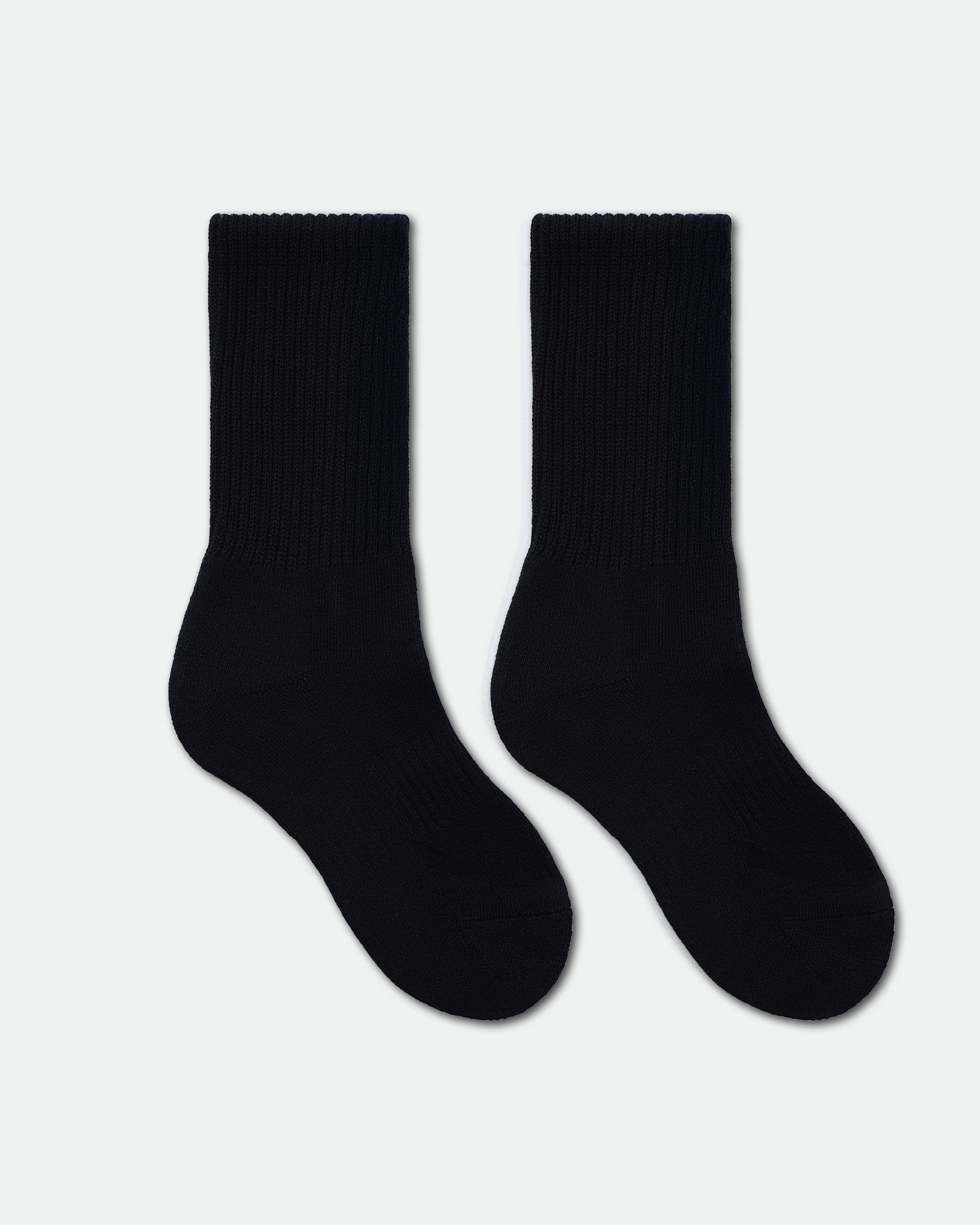 Women's Cotton Thick Crew Length Sports Socks Black