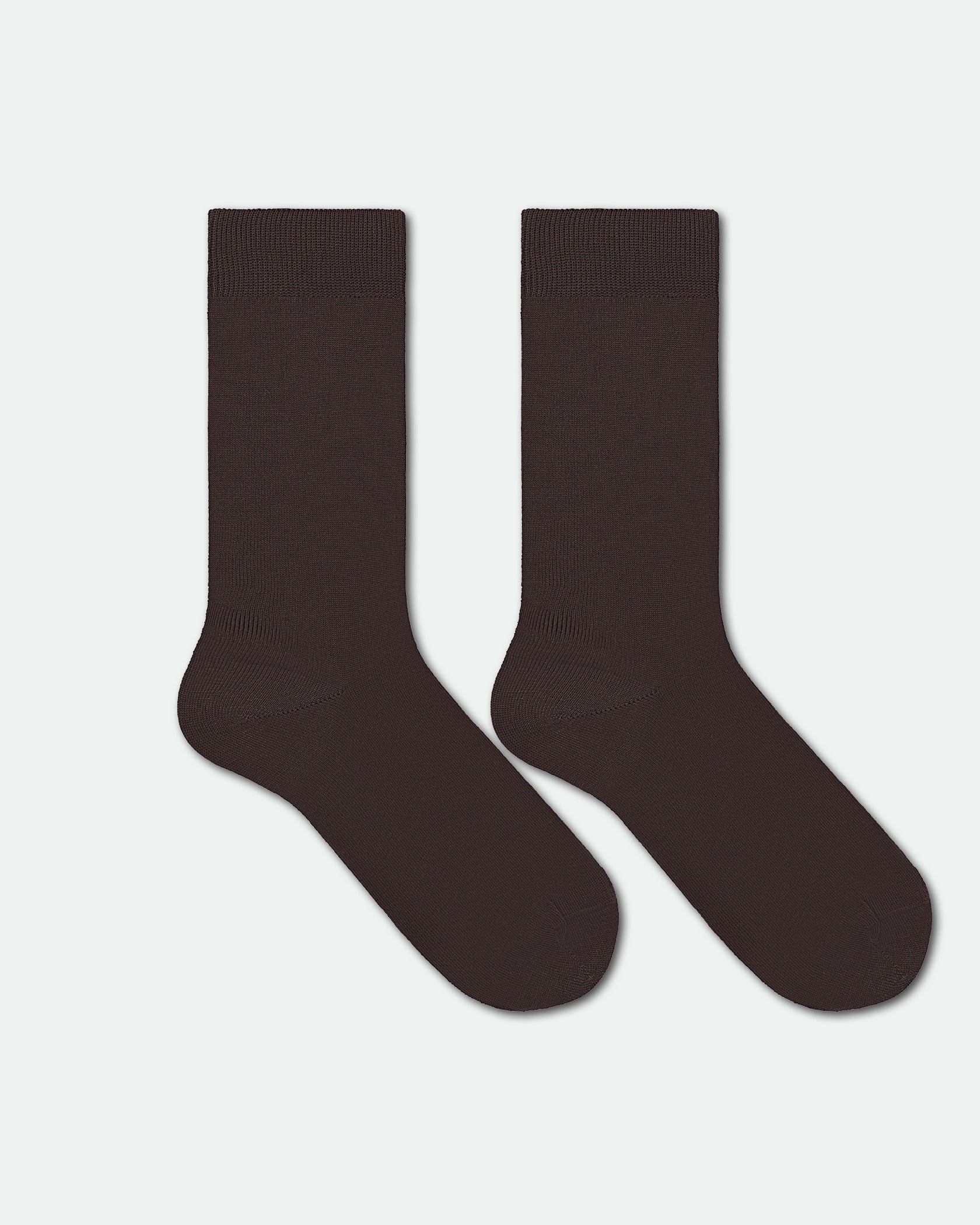 Men's Mercerised Cotton Plain Business Dress Socks Brown
