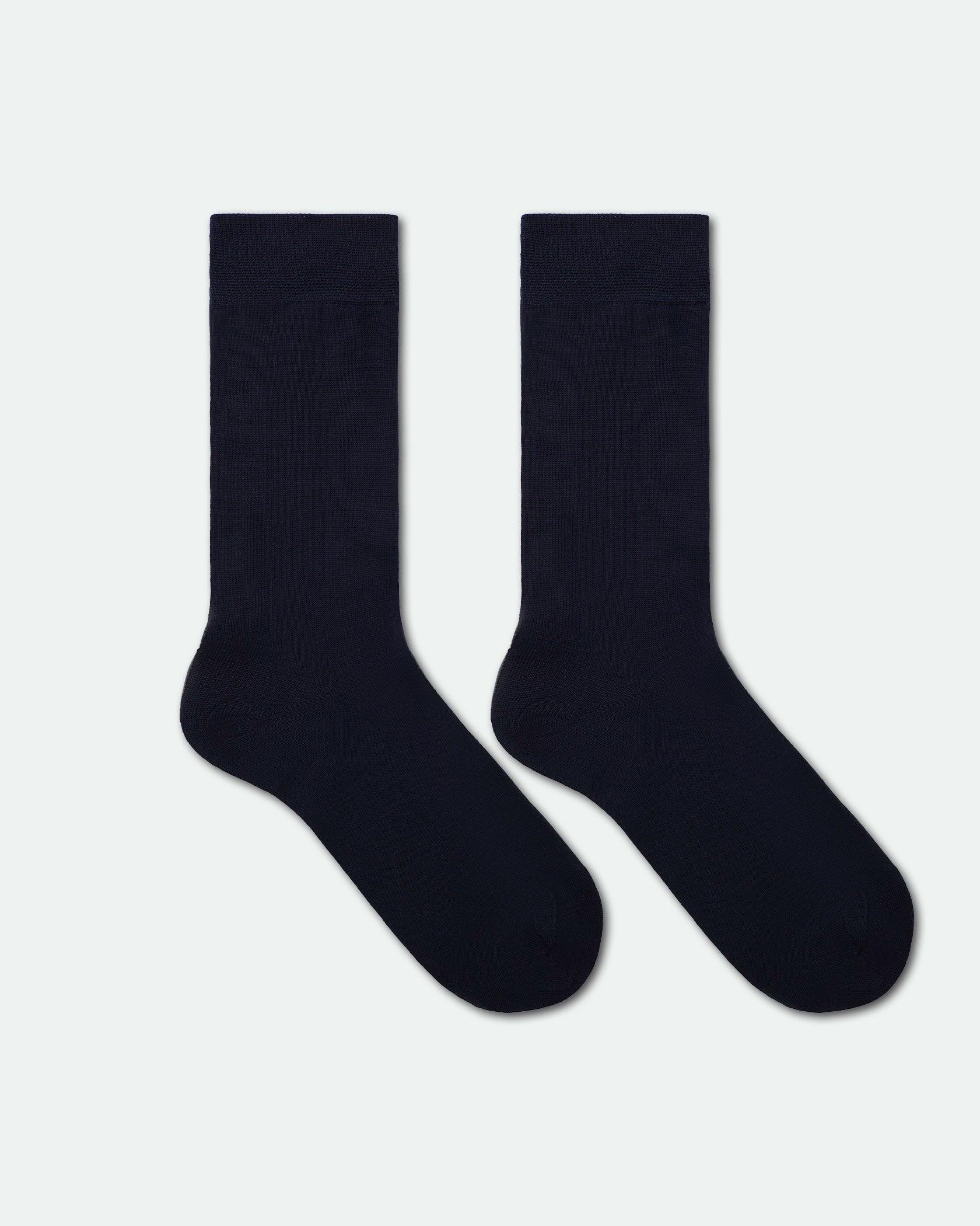 Men's Mercerised Cotton Plain Business Dress Socks Navy Blue