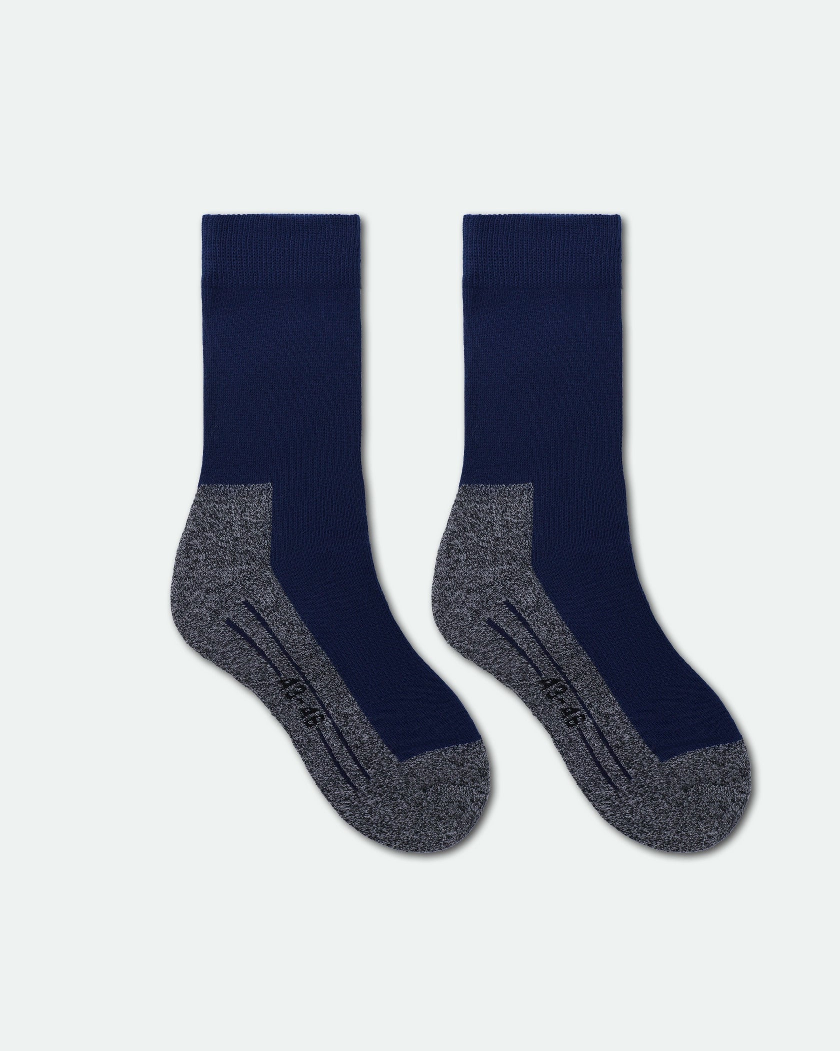 Men's Cushioned Navy Blue Hiking Socks flat lay