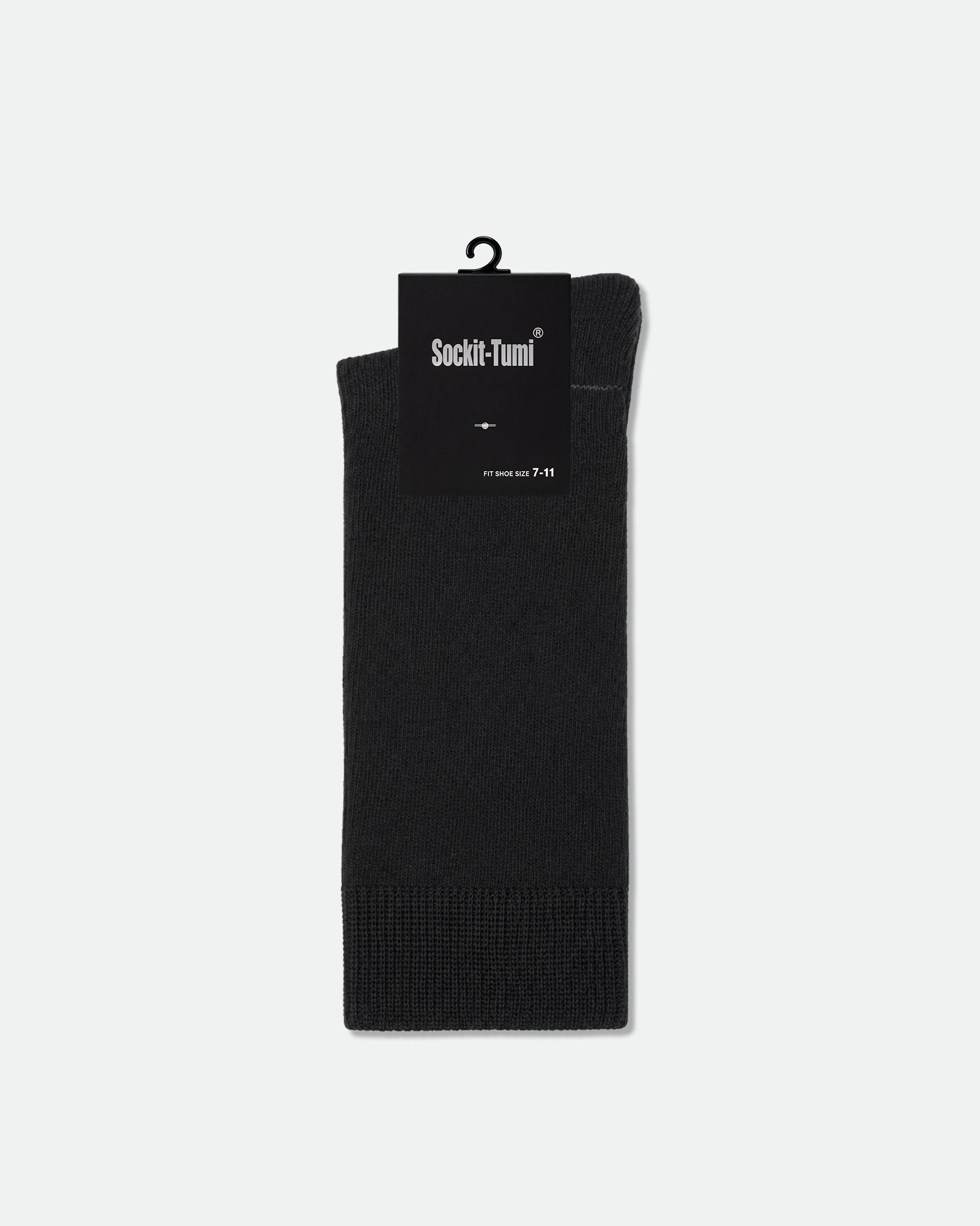 Men's Plain Smooth Knit Crew Socks Charcoal