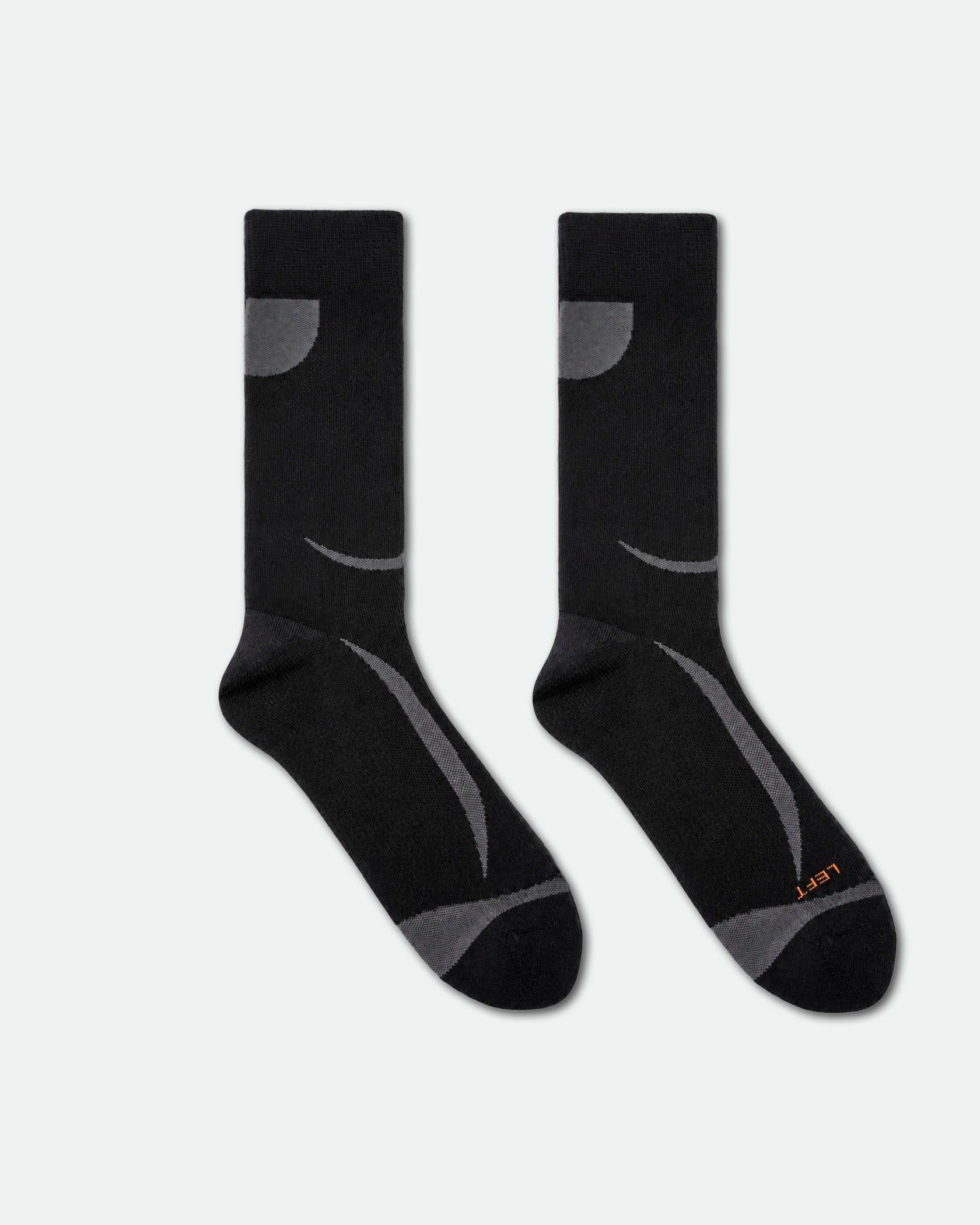 Men's Plain Smooth Knit Crew Socks Charcoal - Label