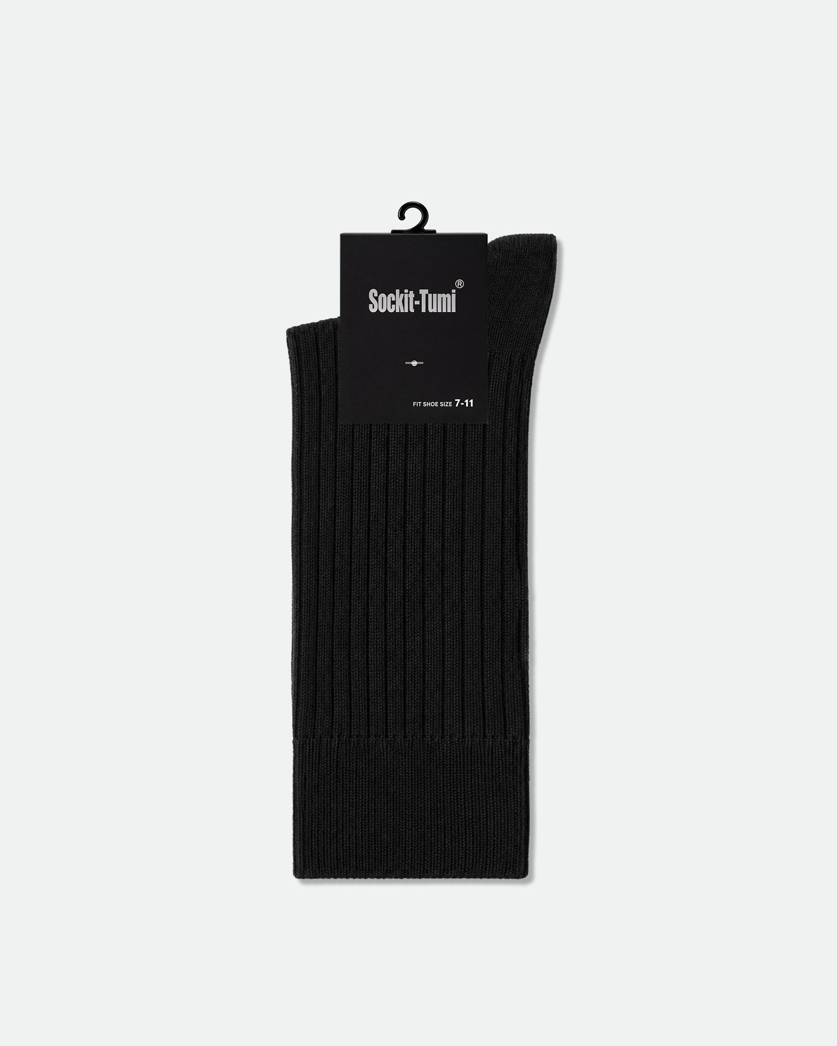 Men's Wide Rib Knit Crew Socks Black