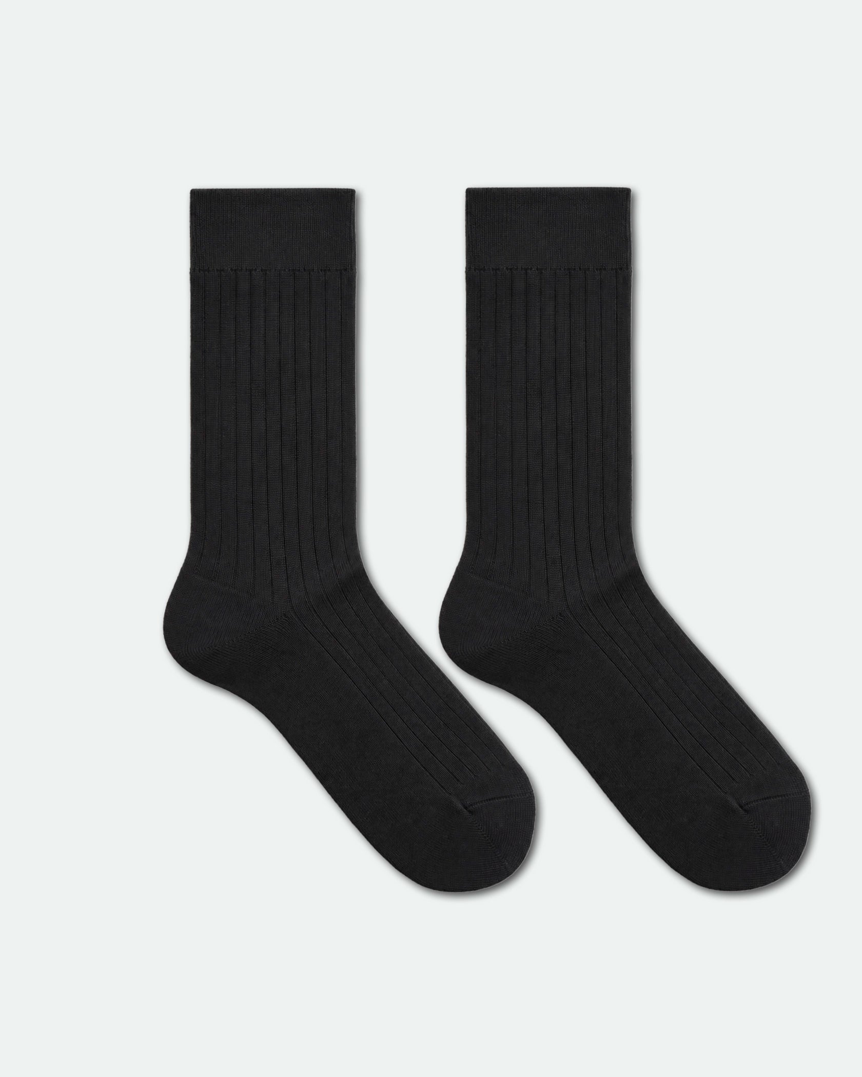 Men's Wide Rib Knit Crew Socks Black - Label