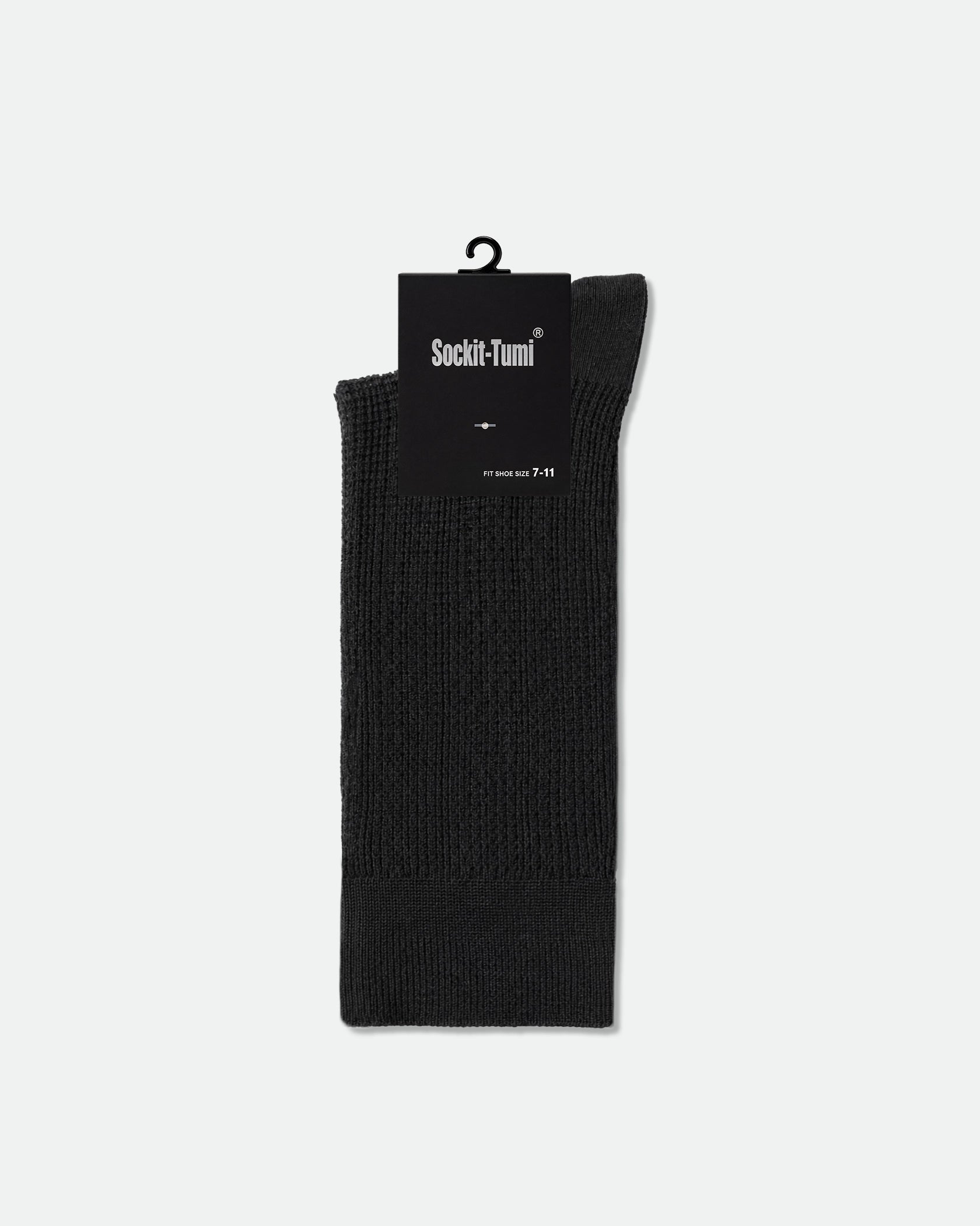 Men's Waffle Rib Textured Crew Socks Charcoal